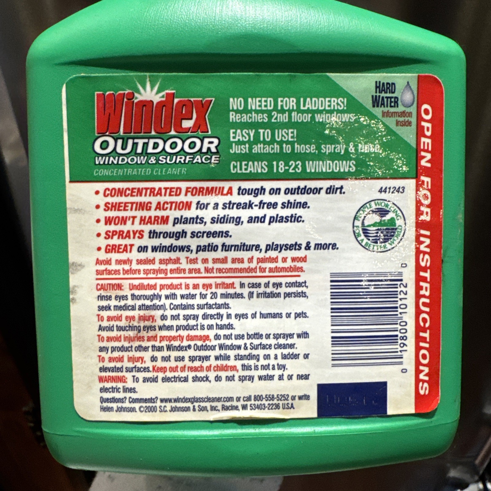 Windex Outdoor All-In-One Glass & Surface Cleaner Concentrate 32 oz Bottle