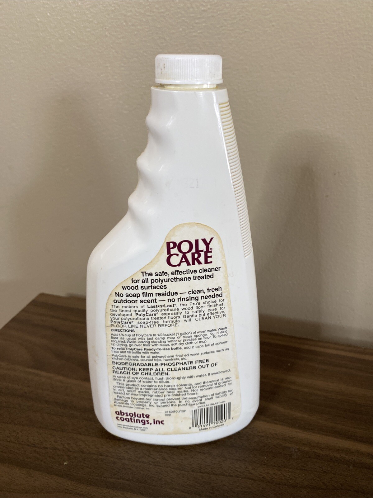 PolyCare Concentrate No Rinse Polyurethane Cleaner 20 Oz 65% Full