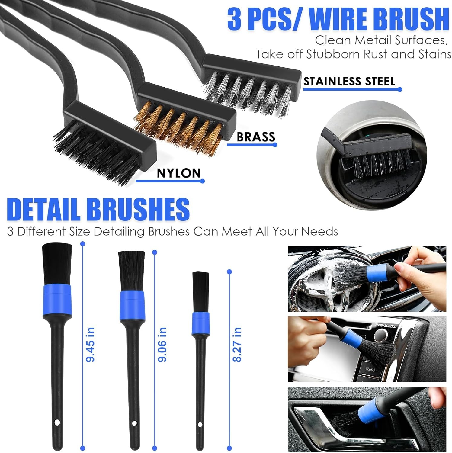 Viewsun 18PCS Car Cleaning Kit, Car Interior Detailing Kit with Blue High Power