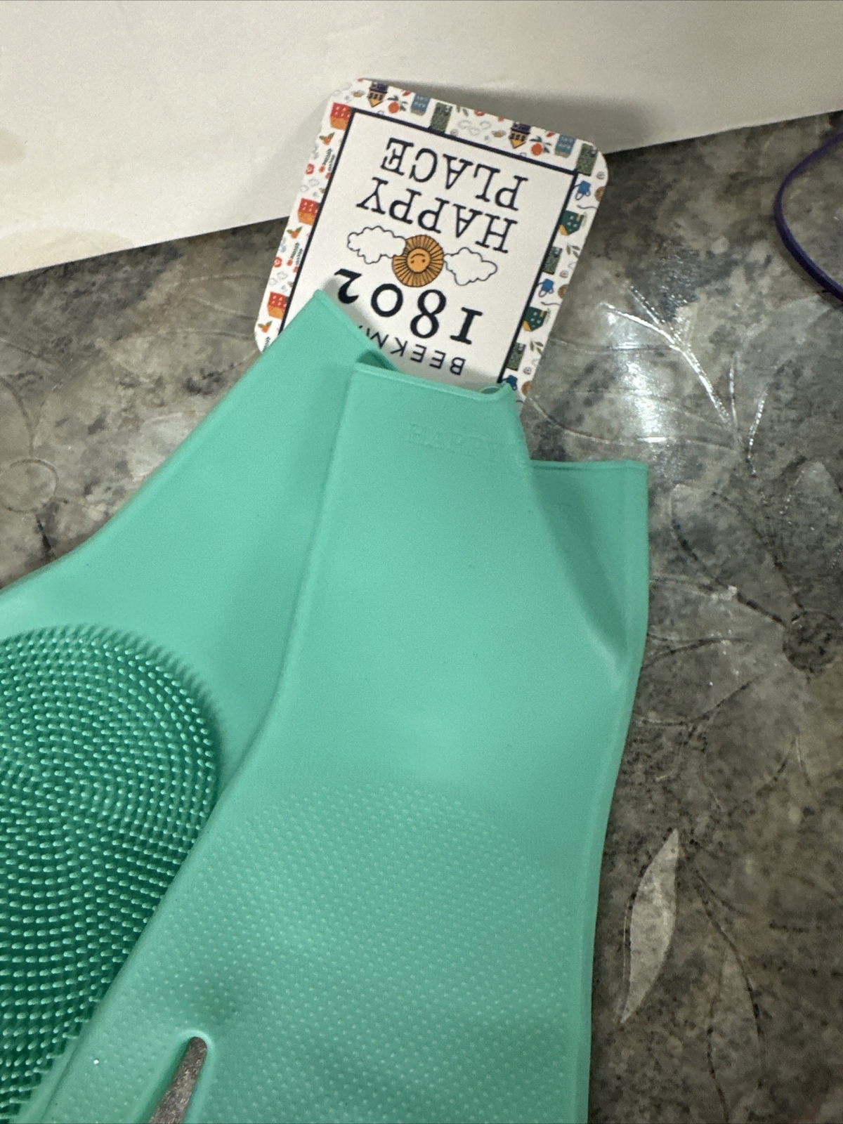 Beekman 1802 Cleaning Dishwashing Scrubber Silicone Gloves Green Sz Small New