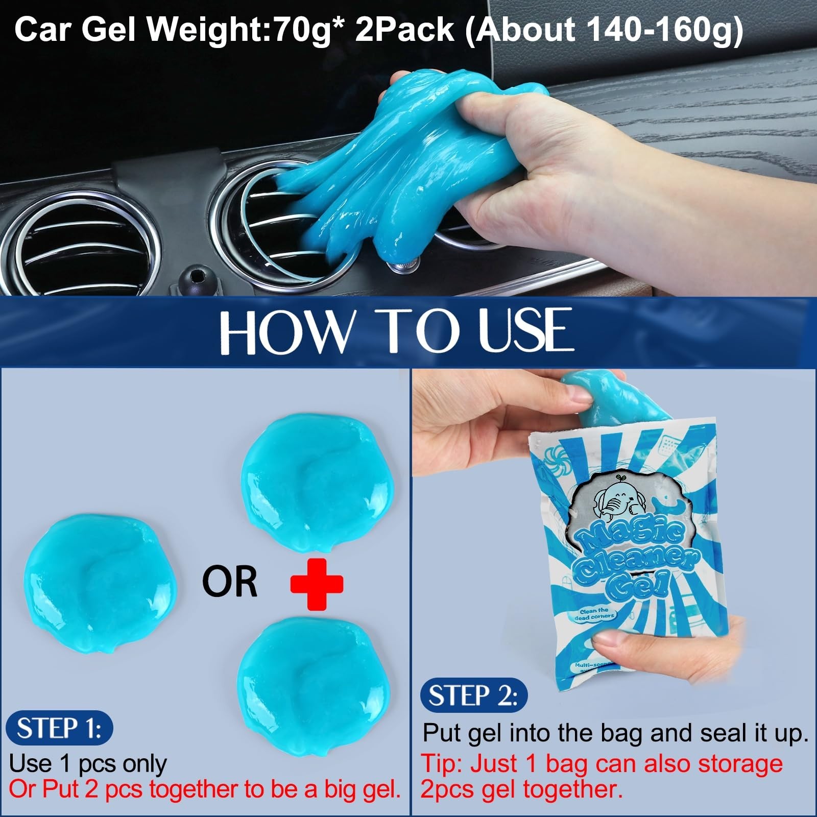 Fitosy Car Interior Duster Detail Brush Cleaning Gel Kit Dust Remover Slime