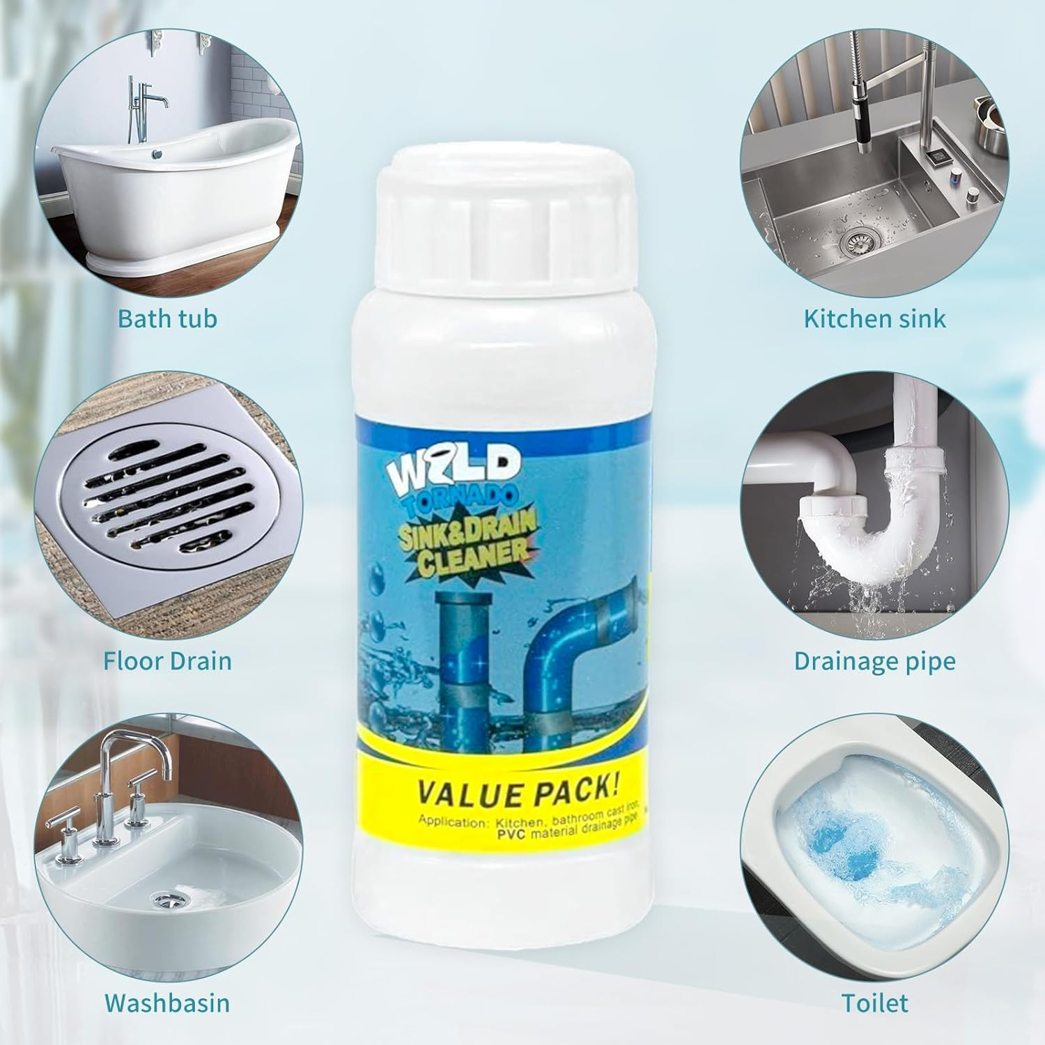 Wild Tornado Sink and Drain Cleaner,The Pipe Dredge Quick Unclog for Kitchen Toi