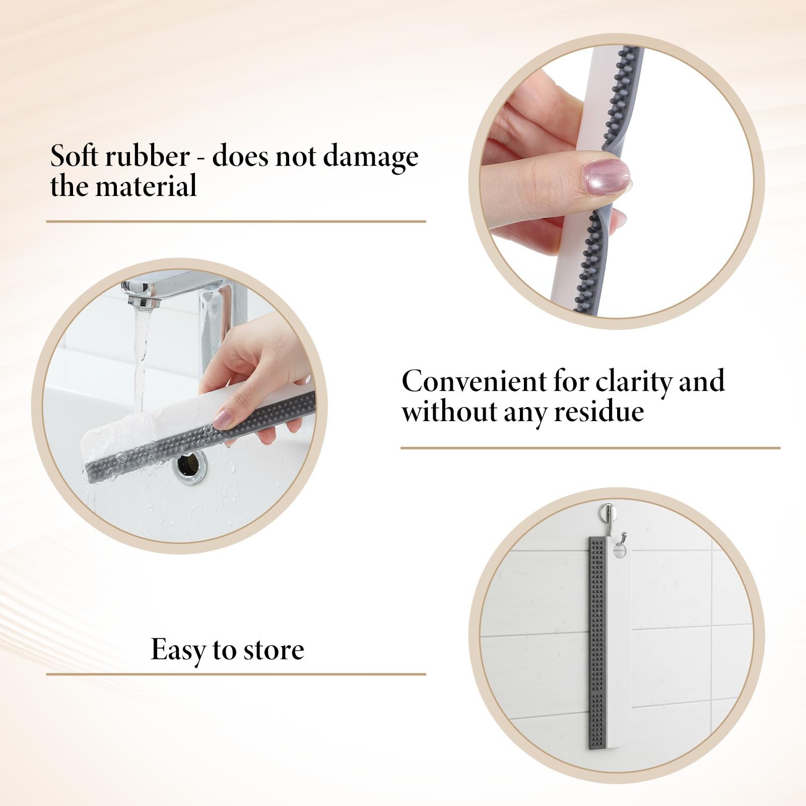 Small Rubber Squeegee 2 Pcs All-Purpose Mini Soft Rubber Window Squeegee Small S