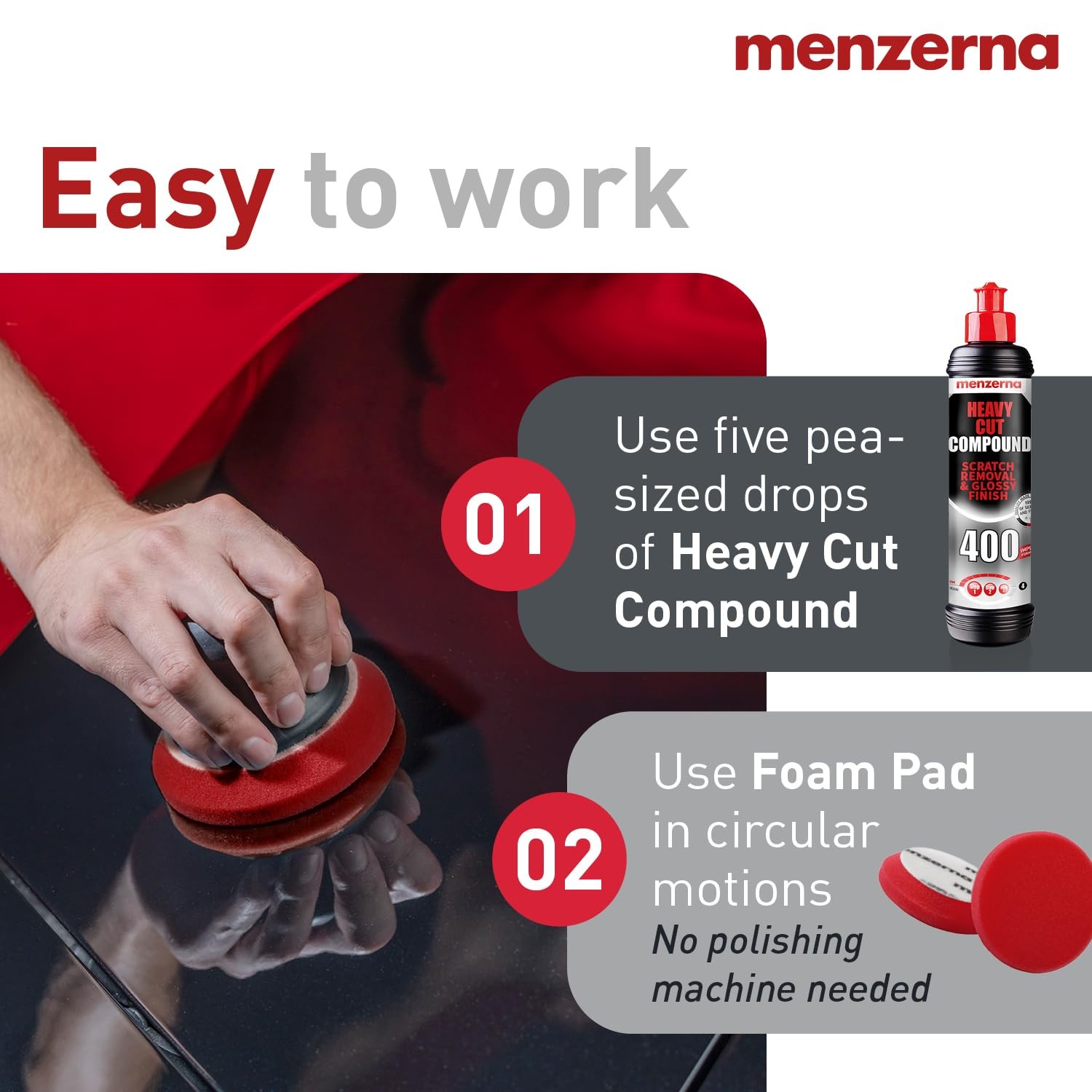 Menzerna Car Scratch Remover Kit Heavy Cut Swirl Remover Polishing Set