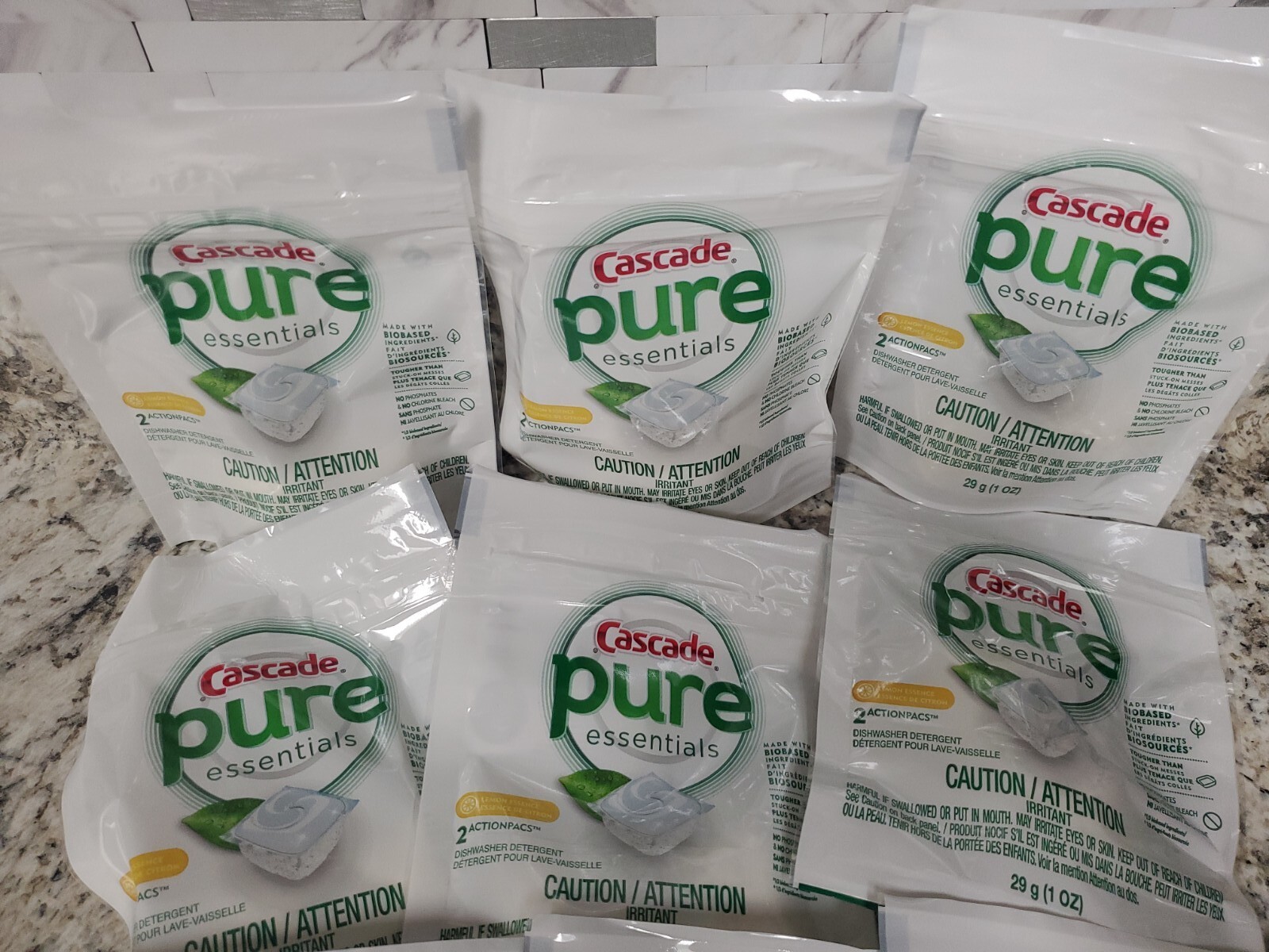 CASCADE-PURE ESSENTIALS-DISHWASHER PODS-2 PER PACK-LOT OF 12 PACKS=24 PODS-NEW!!
