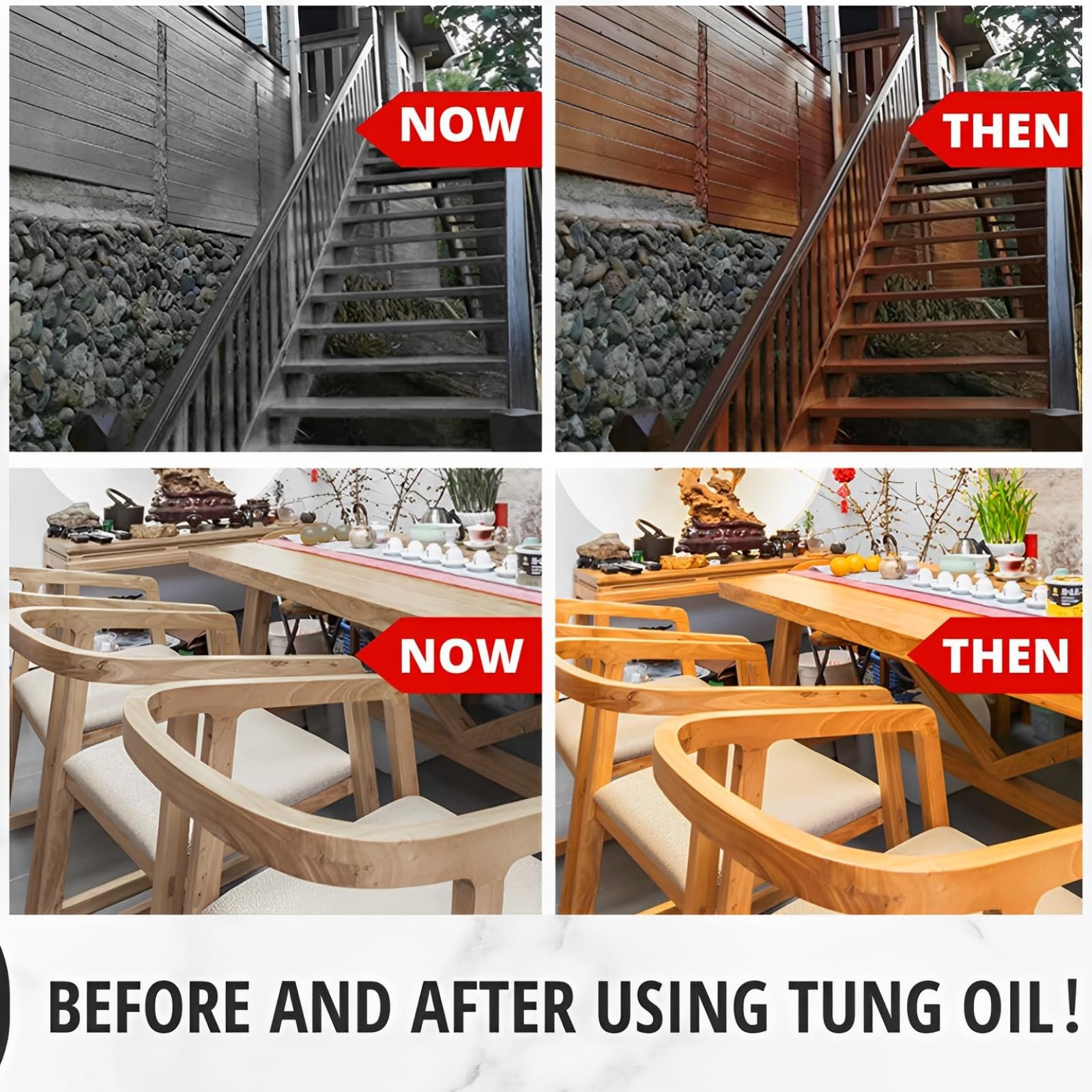 16 OZ Pure Tung Oil for Wood Finishing with Brush,Waterproof Sealer Indoor and