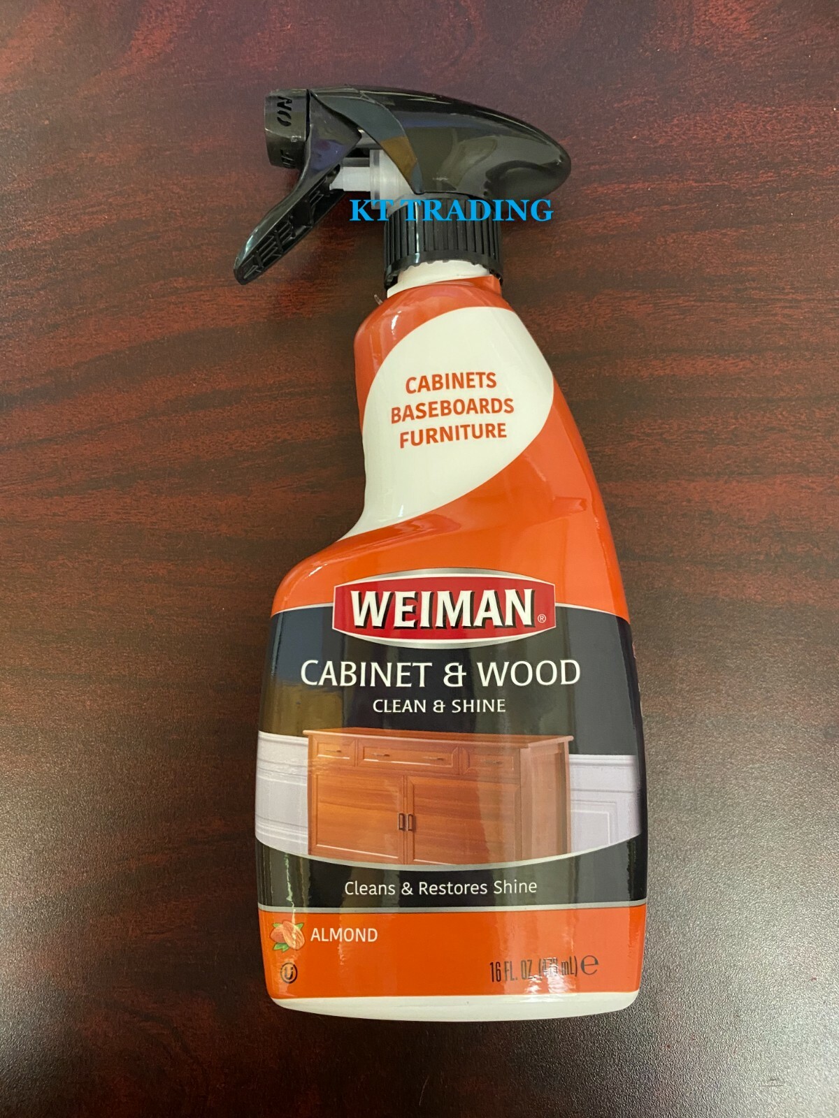 Weiman CABINET & WOOD Furniture Cleans Restores Shine ~ Almond Scent 16oz Spray