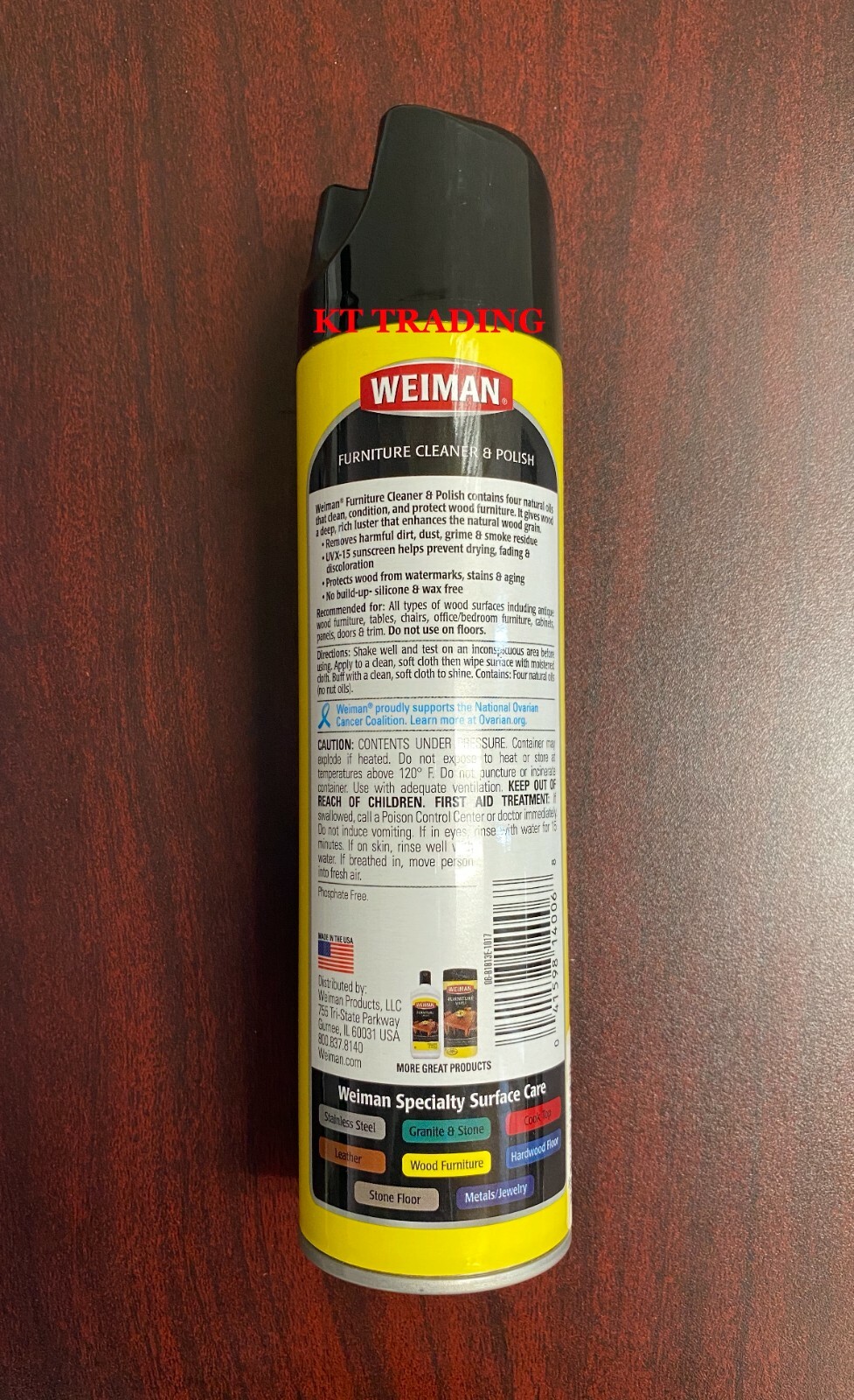 Weiman Furniture Wood Leather Cleaner + Polish Anti Crack Fading UV Shield 12oz