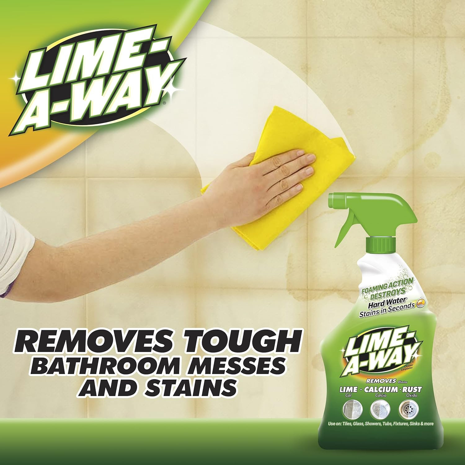 Lime-A-Way Hard Water Stain Remover Spray, Removes Lime, Calcium & Rust in Secon