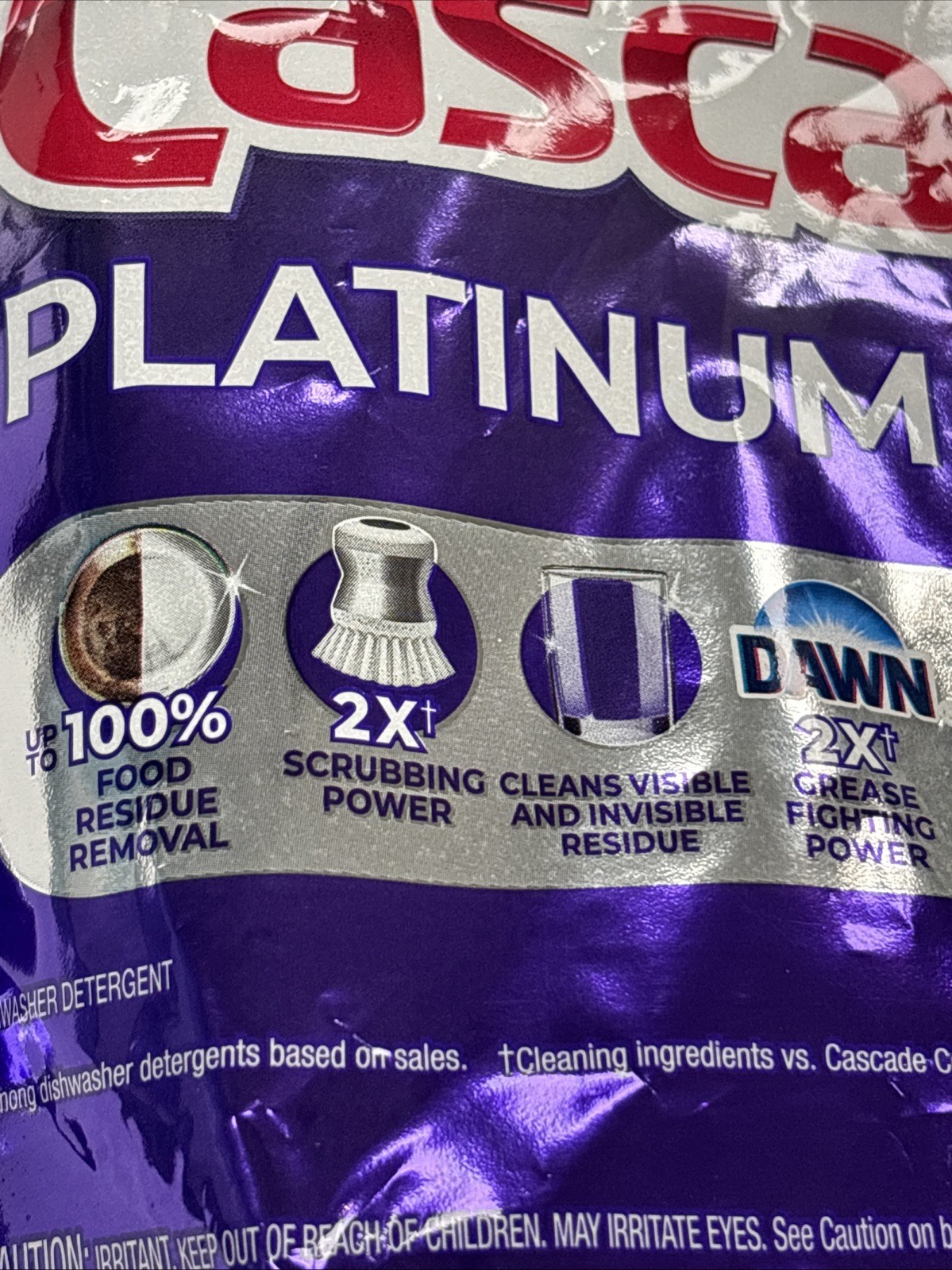 Cascade Platinum Plus 19 Action Pacs Dishwasher Detergent New & Improved 10.7oz
