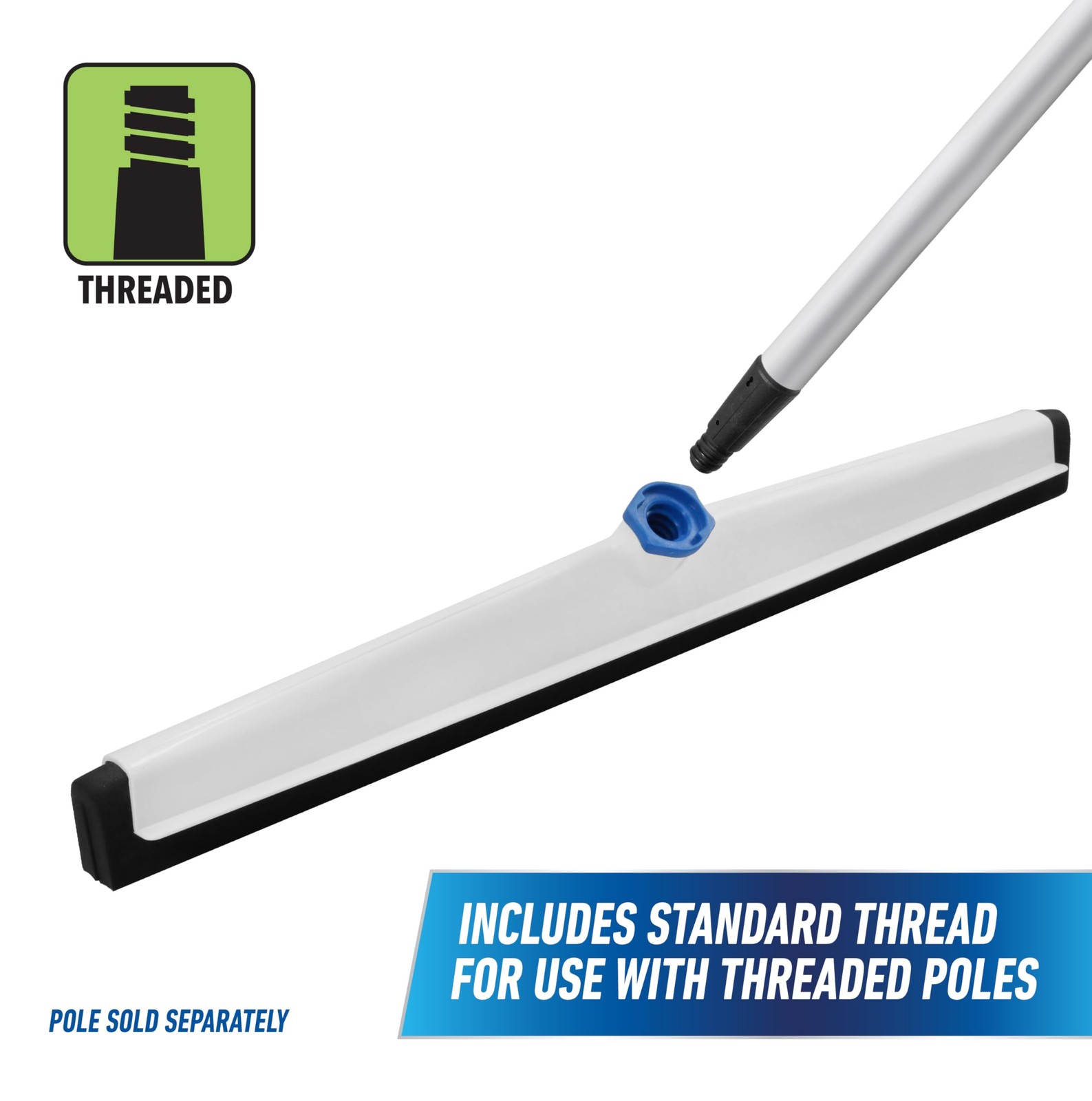 Professional Floor Squeegee 22 Inch Uneven Surface Splash Guard Rubber Blade Hea