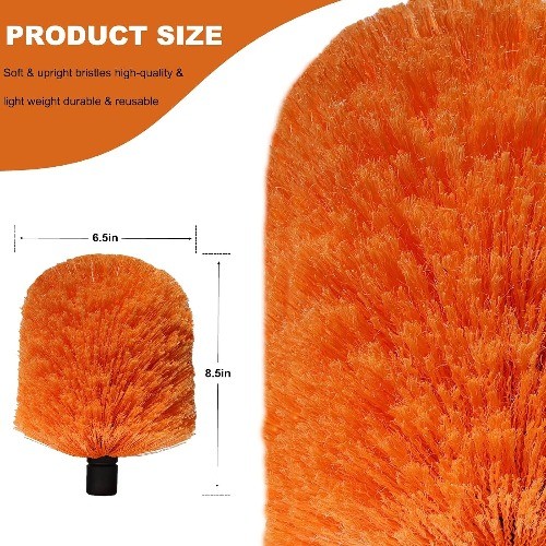 2 Pack Tw1st-On Cobweb Duster Head, Fits Standard 3/4 inch Threaded Poles, Attac