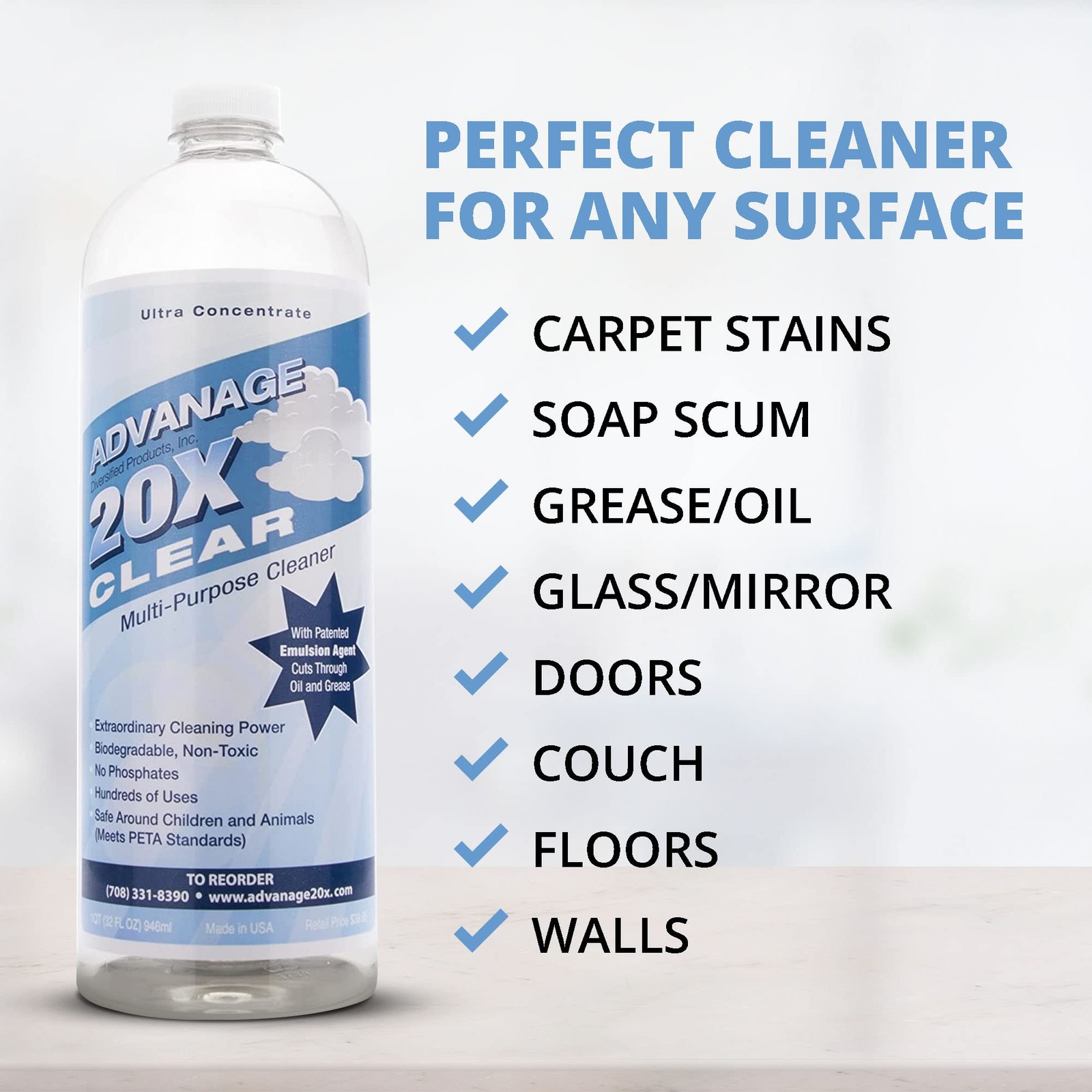 Advanage 20X All Purpose Cleaner Concentrate – The Wonder Cleaner Unscented …