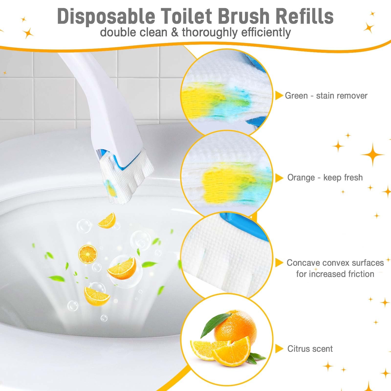 Toilet Cleaner Refill Pads 48 Refills Citrus Scent Toilet Scrubber Refill Enh…