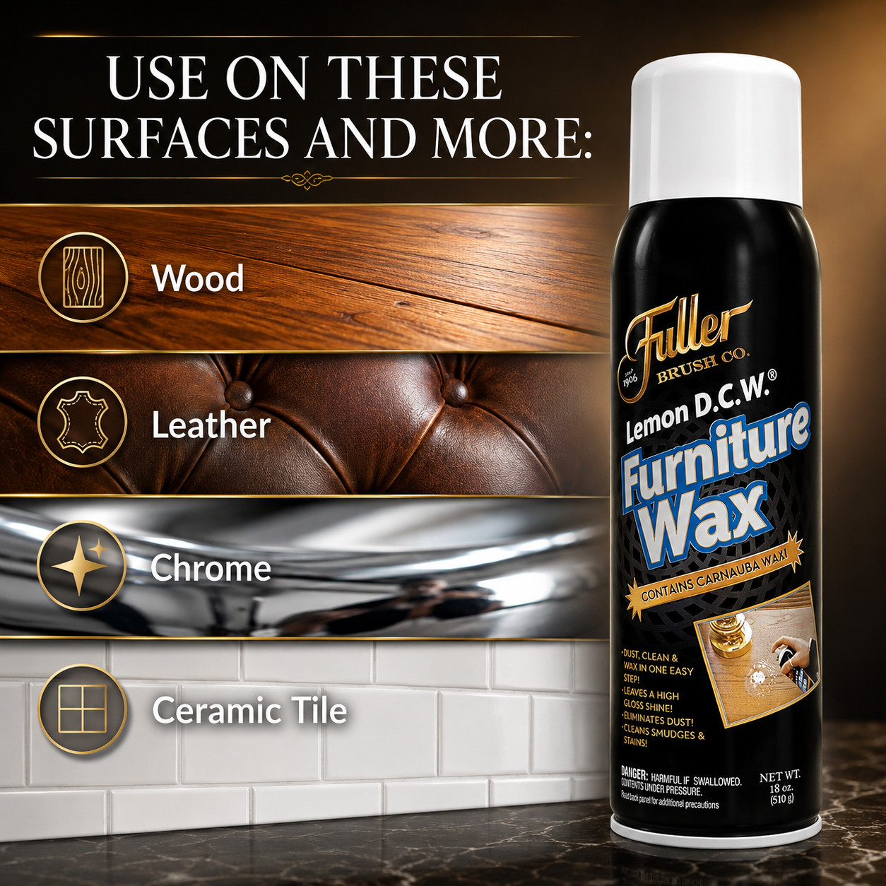 Lemon D.C.W. Furniture Wax Dust, Clean & polish Wax in One Spray 18 Oz