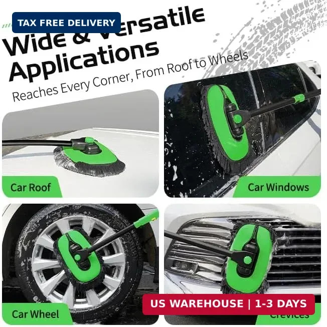 Car Wash Brush with Long Handle – 15°Curved Car Brushes for Washing Exterior, Mi
