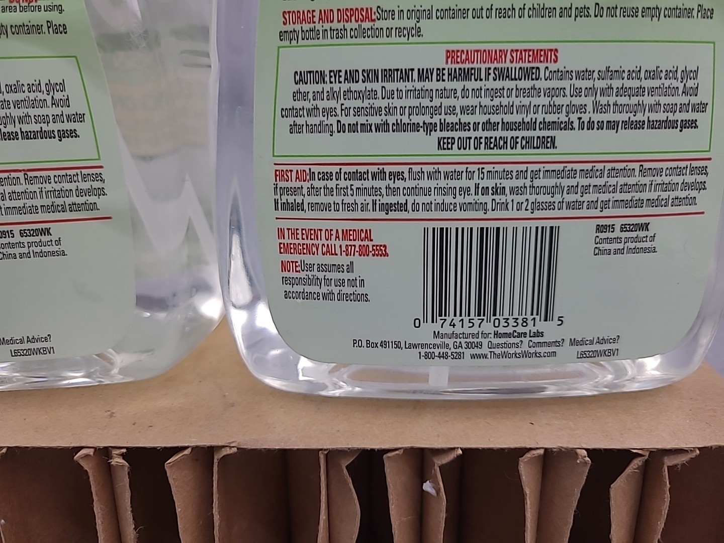 2x The Works TUB SHOWER Cleaner SPRAY 32 oz Ea Soap Scum Rust Non Aerosol NEW