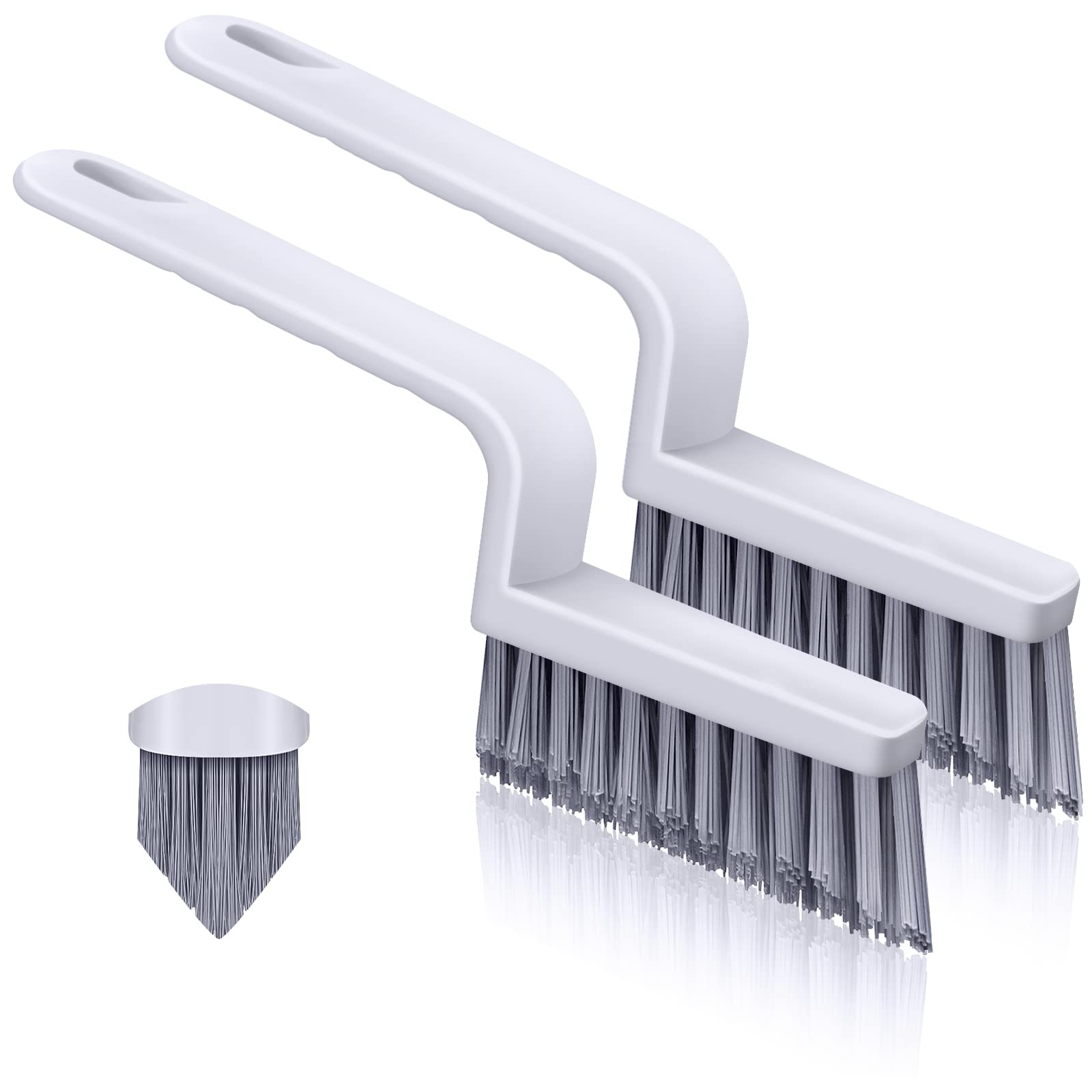 2 Pieces V Shape Grout Cleaner Brush Set, Stiff Bristles for Tile and Bathroom
