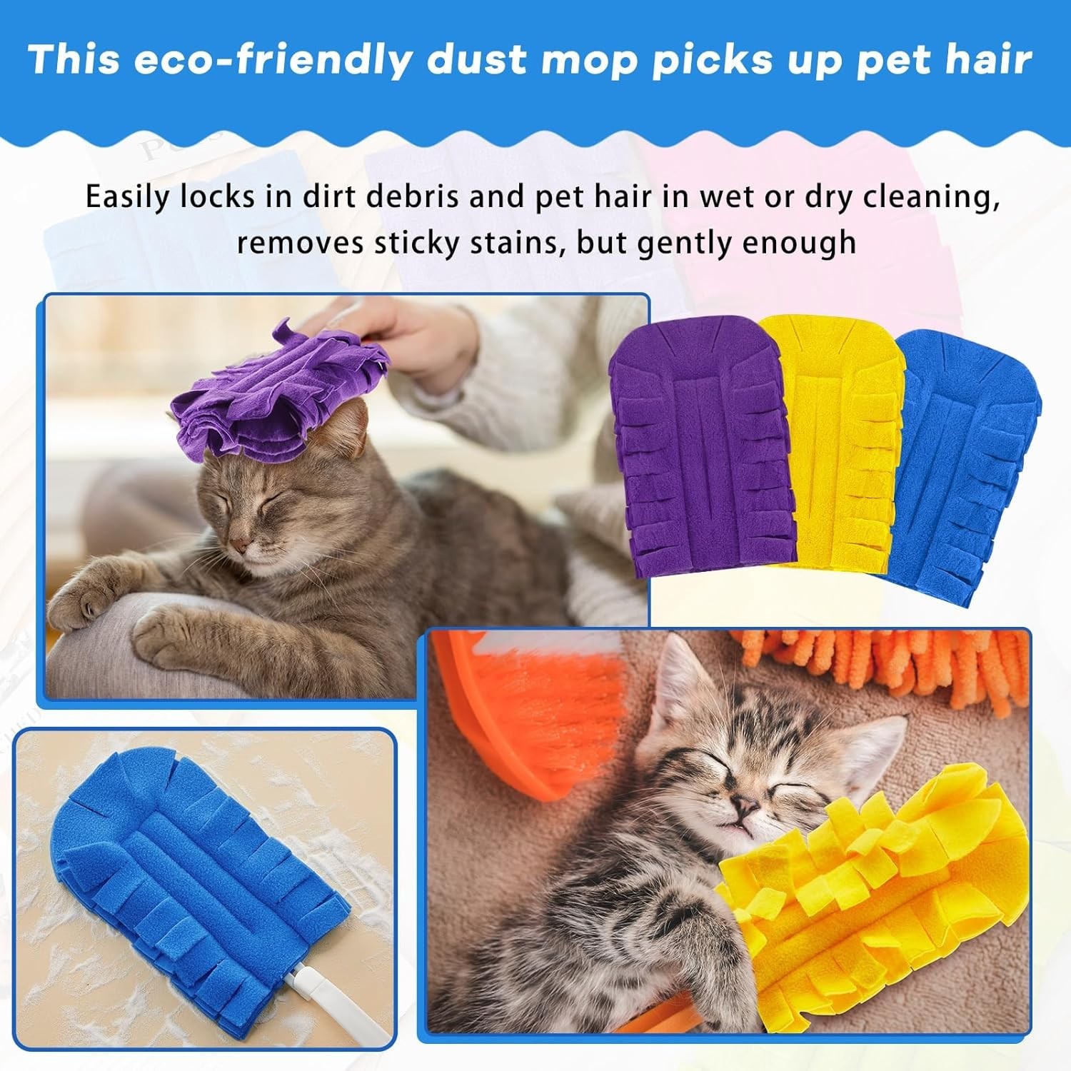 3 Pcs Duster Refill Reusable Fleece Duster Refills Feather Flat Dusters Multi…