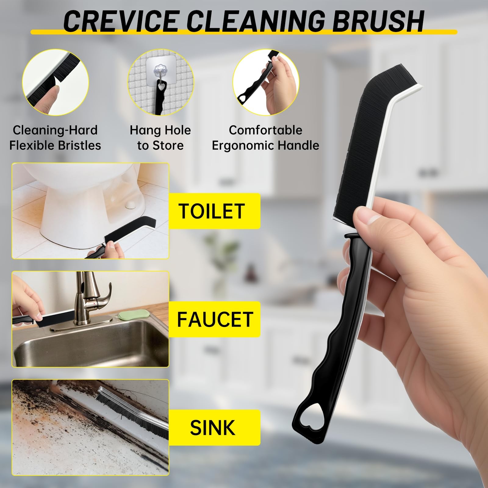 12Pcs Crevice Cleaning Brush Set, Hard Bristle Small Cleaning Brushes for Hou…