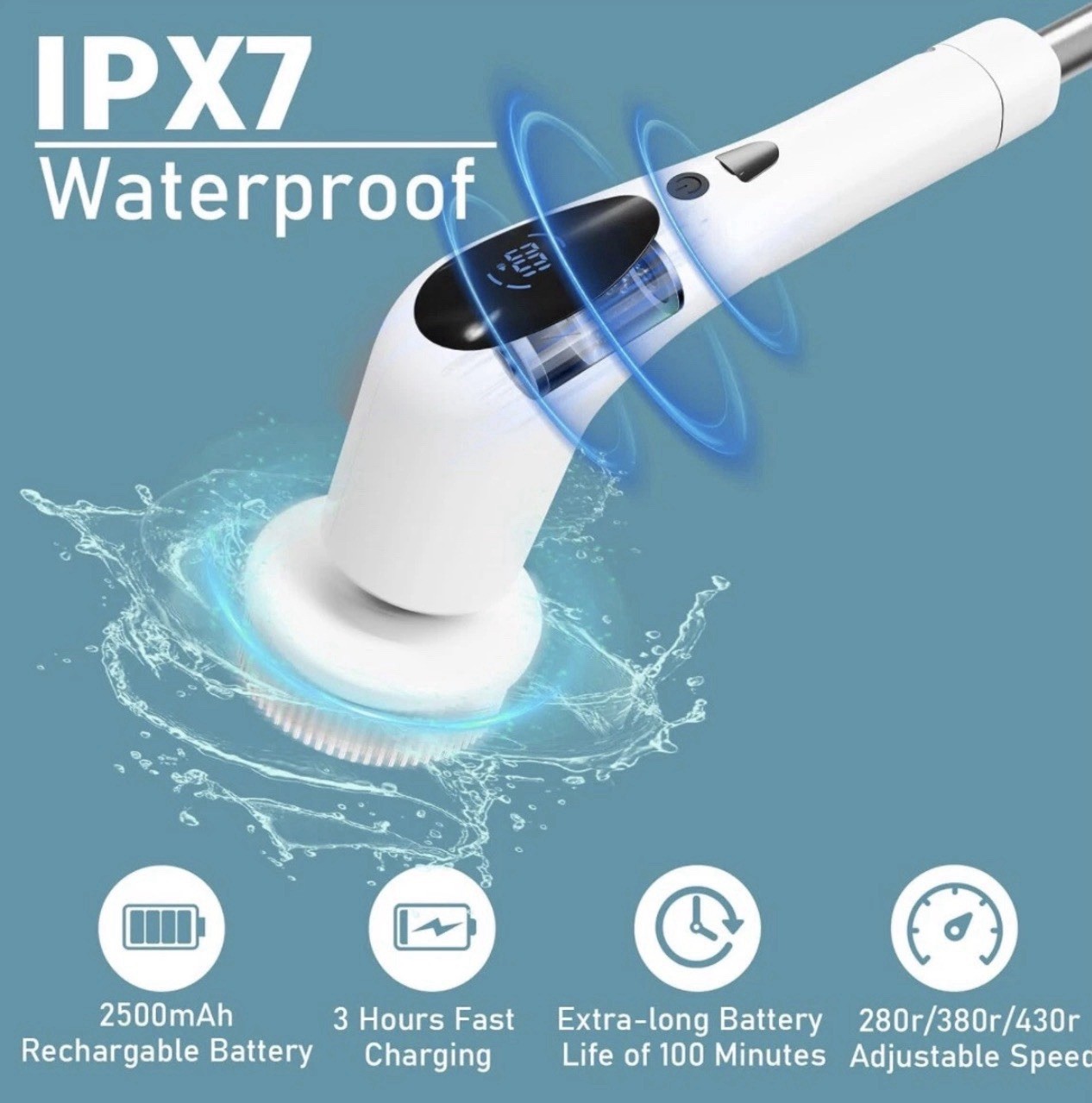 Cordless Electric Spin Scrubber Cleaning Brush 9-in-1 Rechargeable Bathroom