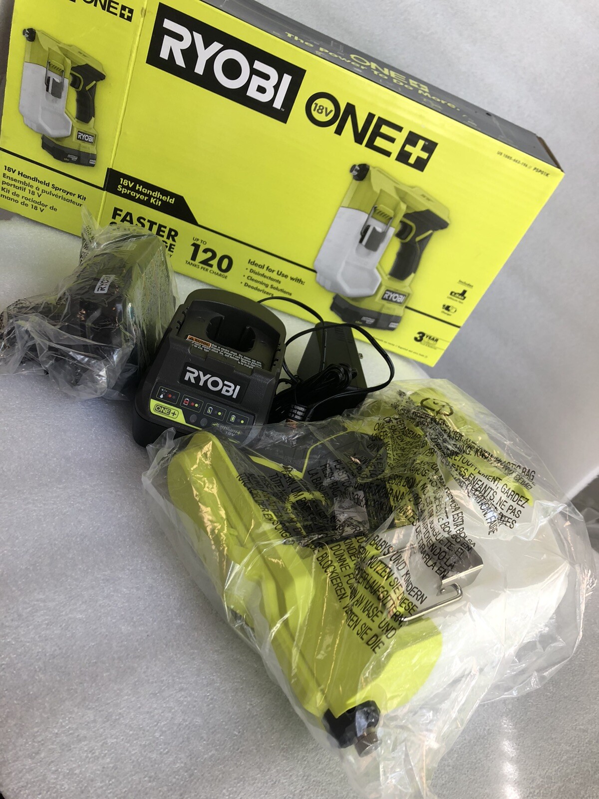 Ryobi PSP01K 18V ONE+ Handheld Electrostatic Sprayer Kit W/ Disinfectant Cleaner