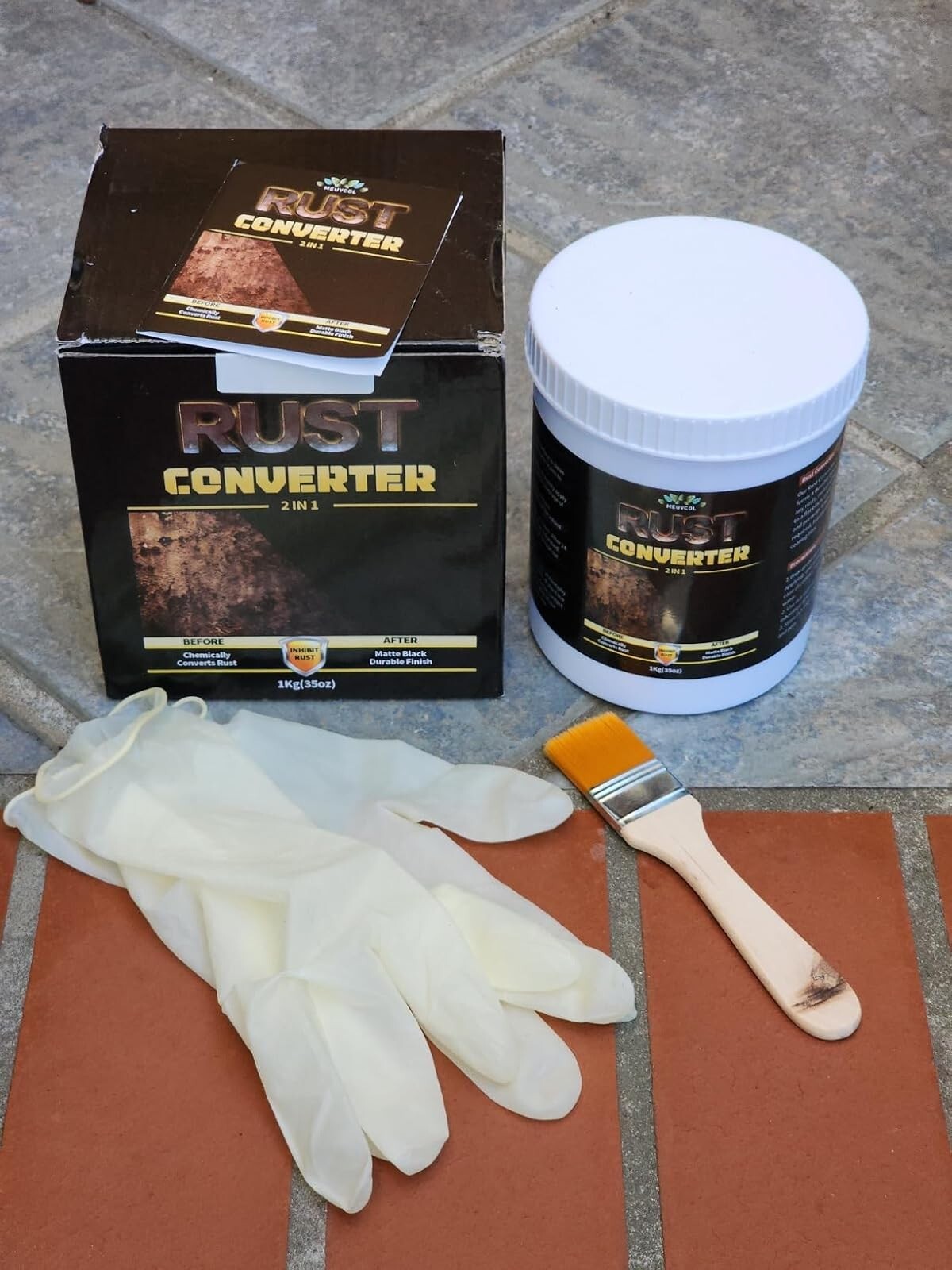 2in1 Rust Converter & Metal Primer, 35 Floz Black Rust Inhibitor Paint for Metal