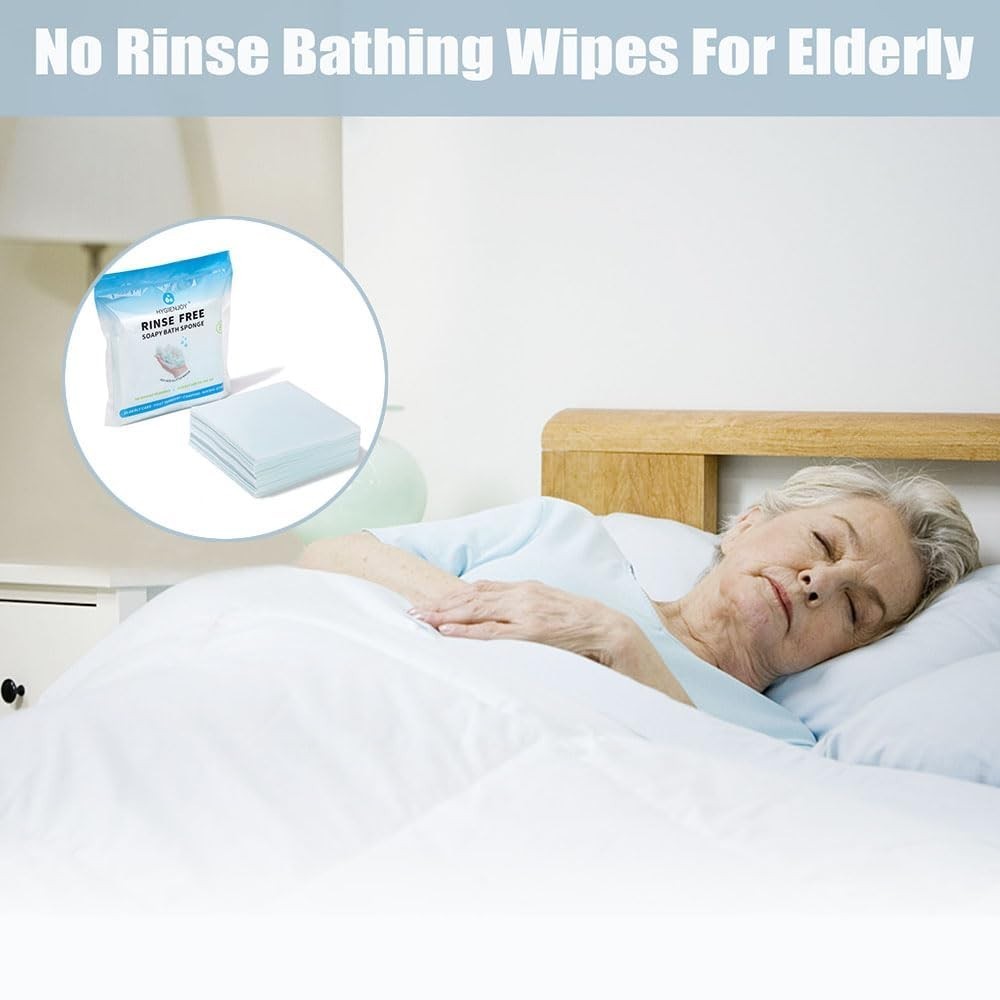 21% Larger,No Rinse Bathing Wipes for Adults-Rinse Free Bath Sponges,Soap Infuse