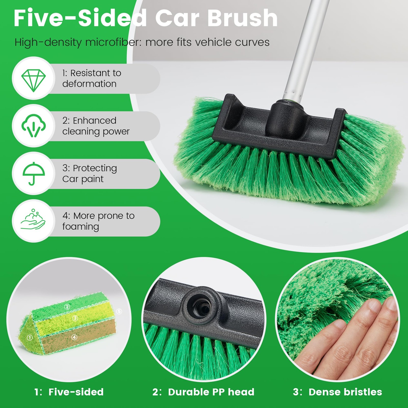 WESBRITE 60” Soft Bristle Long Handle Car Wash Brush for RV, Truck, SUV, Home