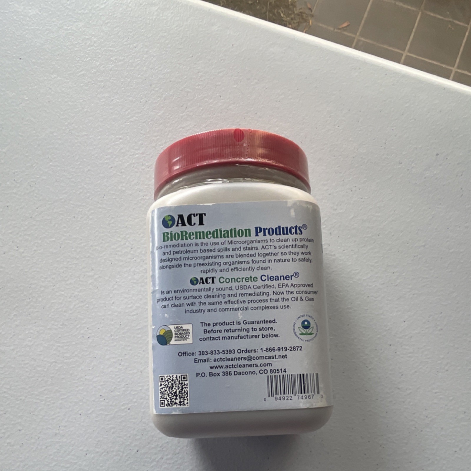 ACT Concrete Cleaner Non-Toxic Biodegradable 2.5 lbs USDA Certified EPA Tested