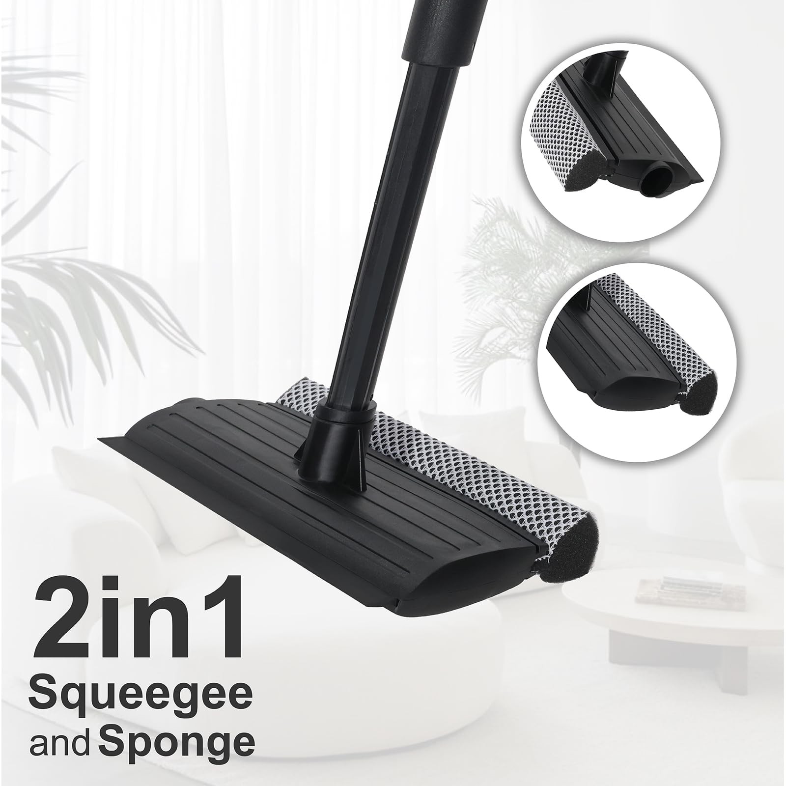 8.5″ Window Squeegee for Home or Car, 2-in-1 Auto Window Cleaner with Sponge …