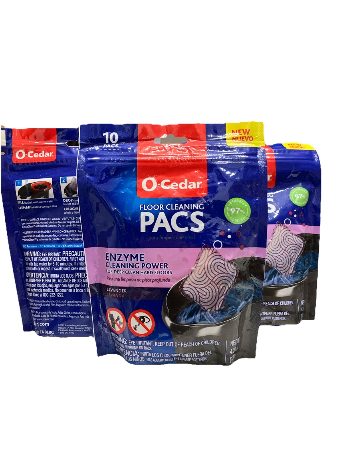 O-Cedar PACS Hard Floor Cleaner – Lavender Scent – 10 Count (3-Packs) Naturally