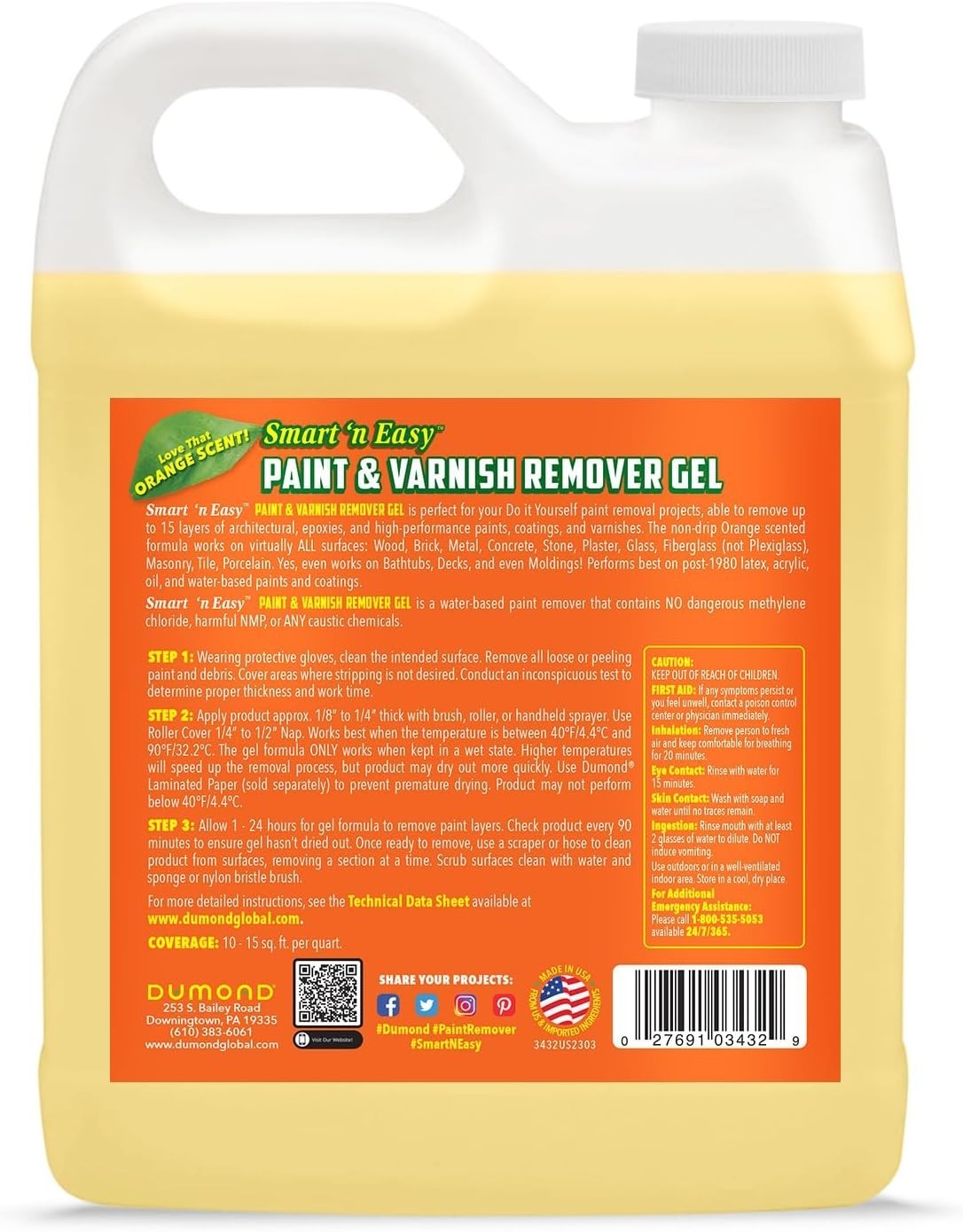 Smart ‘n Easy 32oz Paint Remover Gel – Citrus Scent, No Caustic Chemicals