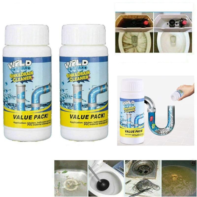 Wild Tornado Powerful Sink & Drain Cleaner Powder – Quick Foaming Super Clean…