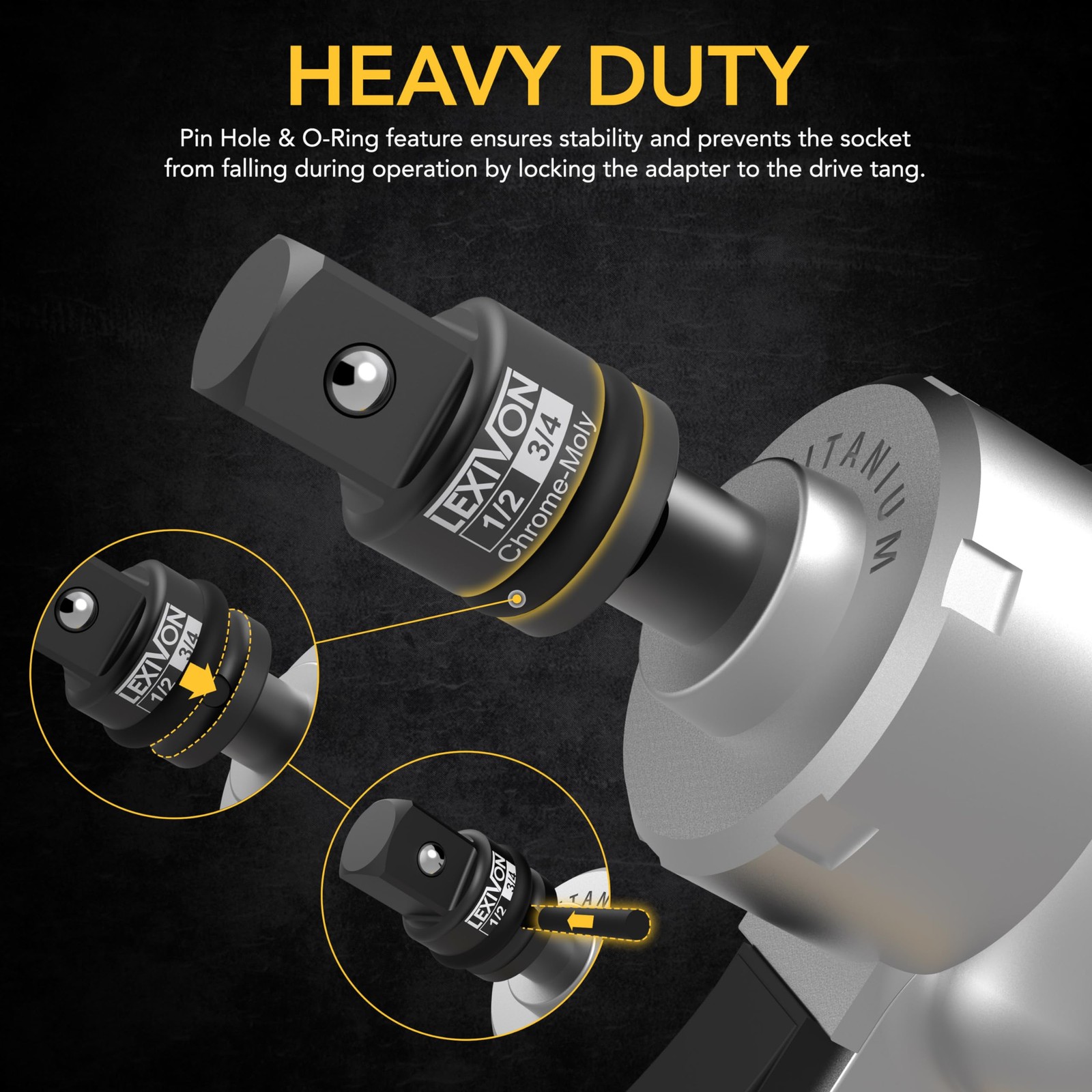 1/2 Drive to 3/4 Impact Socket Adapter Chrome Moly Heavy Duty Truck Trailer Work