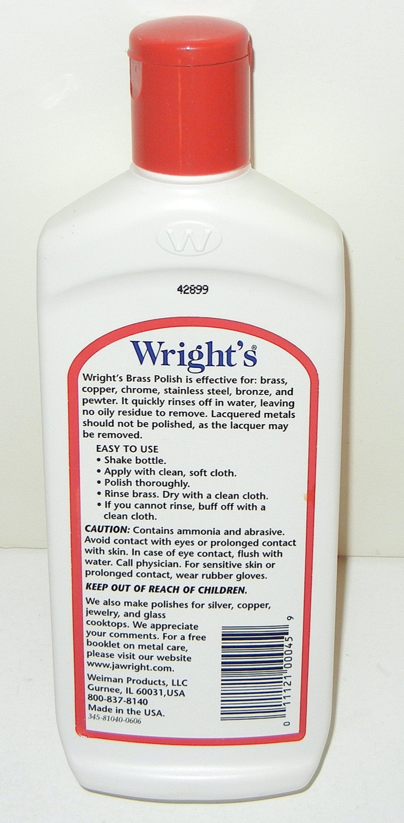 WRIGHT’S BRASS POLISH 8 FL OZ BOTTLE NOS NEW UNOPENED SEALED