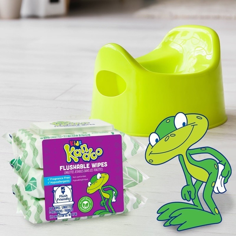 Hypoallergenic Flushable Wipes Kids Travel Case Potty Training Gentle Cleansing