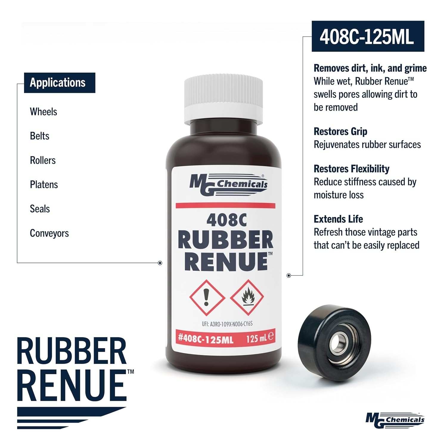 Rubber Rejuvenator 125ml restores tackiness, flexibility on belts rollers