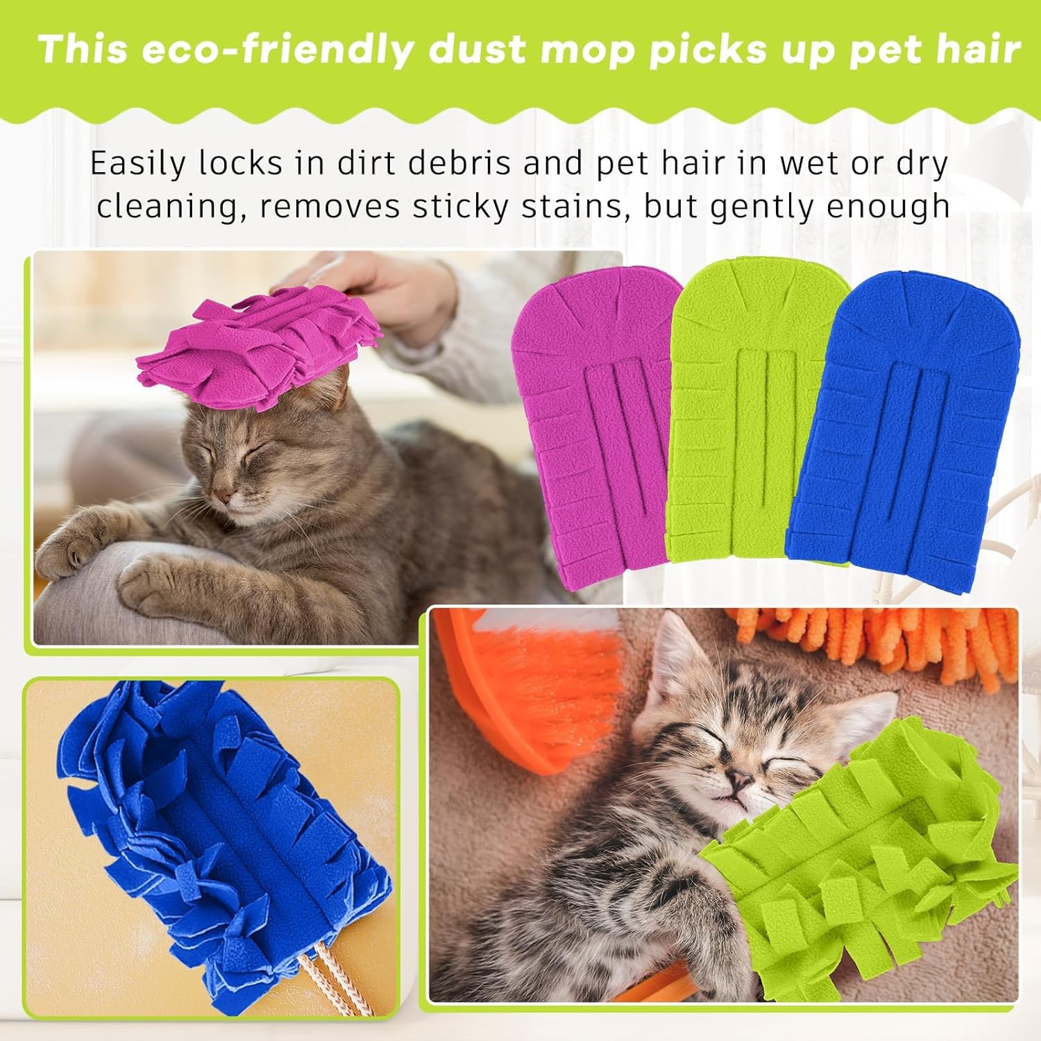 3 Pcs Duster Refill Reusable Fleece Duster Refills Feather Flat Dusters Multi