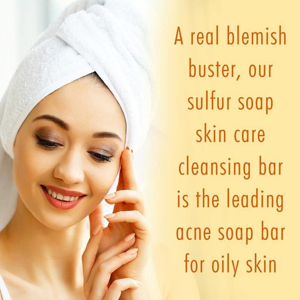 10% Sulfur Soap Cleansing Bar for Face & Body – All Natural Facial Cleanser for
