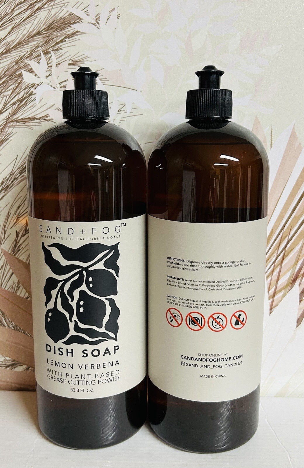 2-Pack Sand + Fog ~ LEMON VERBENA Dish Soap W/ Plant Based Grease Cutting Power