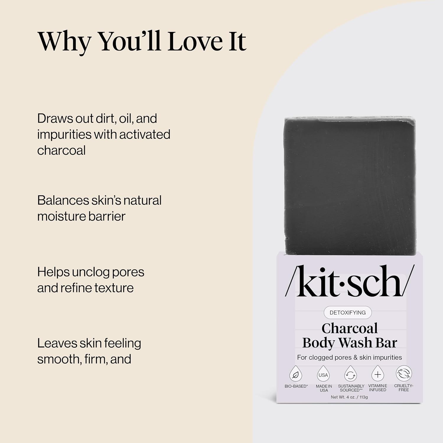 Charcoal Soap Body Wash Bar – Detoxifying Bar Soap with Activated