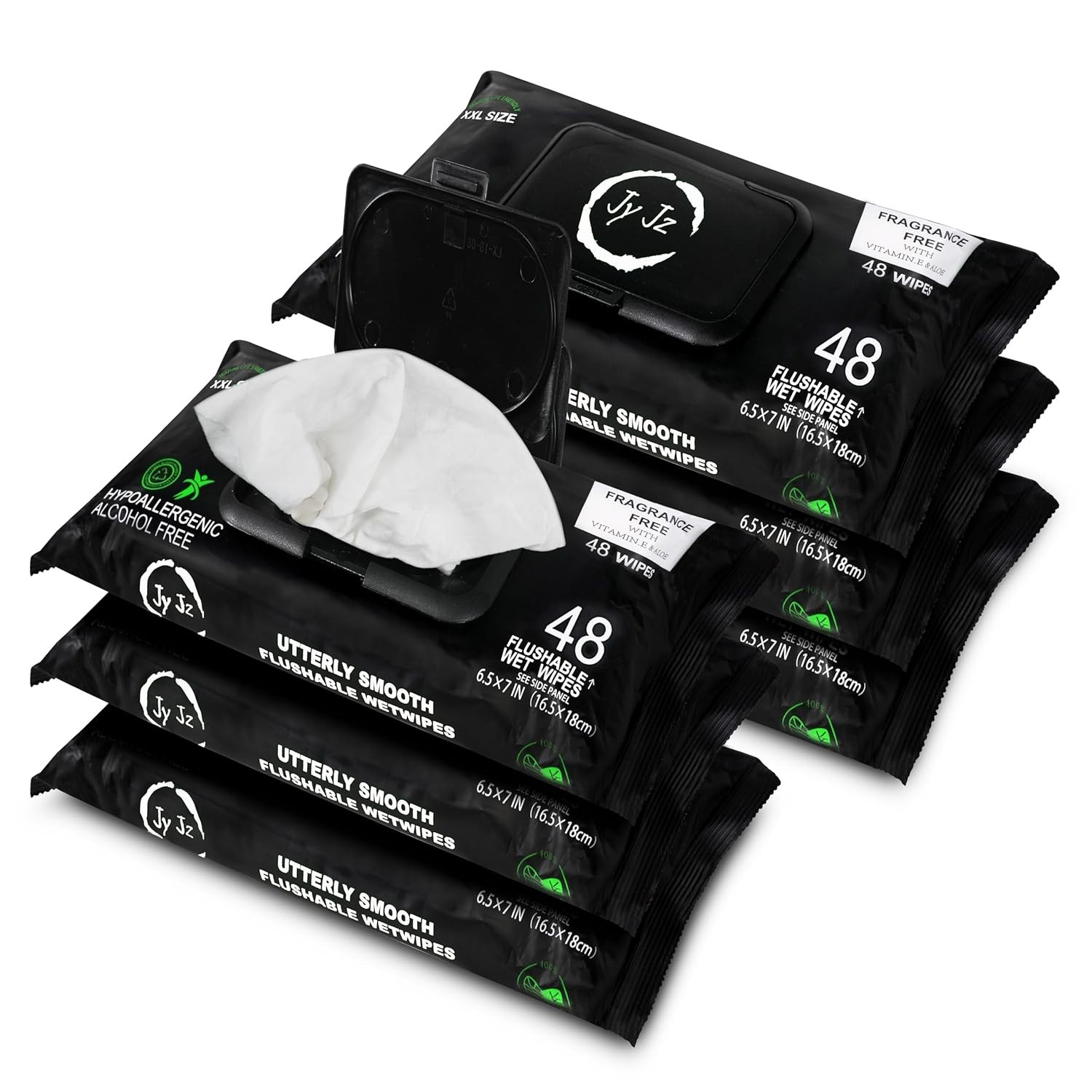 Extra Large Aloe & Vitamin-E Wet Wipes – 6 Pack, Odor Eliminating & Eco-Friendly
