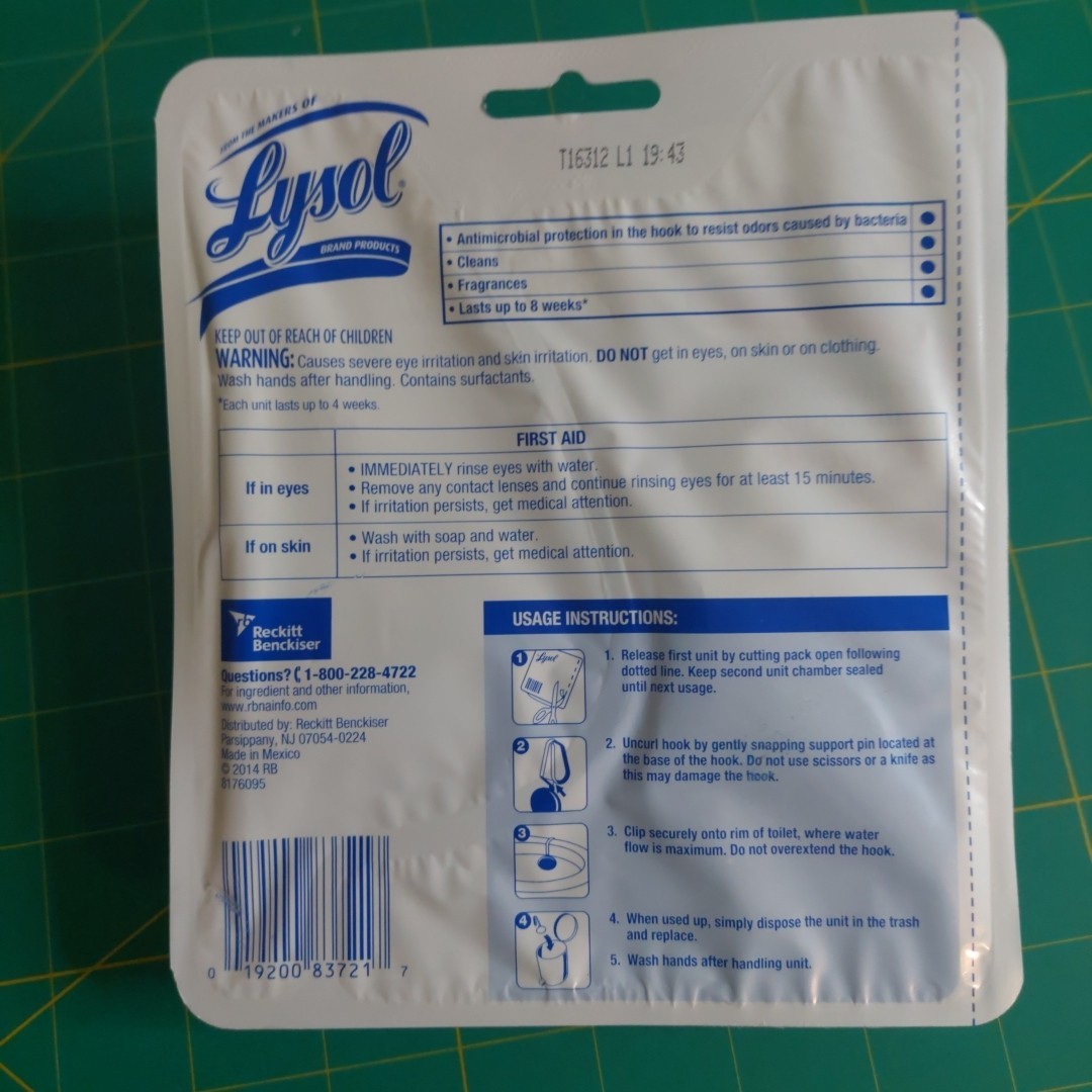 Lysol Automatic Toilet Bowl Cleaner No Mess 2 Blocks Ocean Fresh 8 Weeks NEW