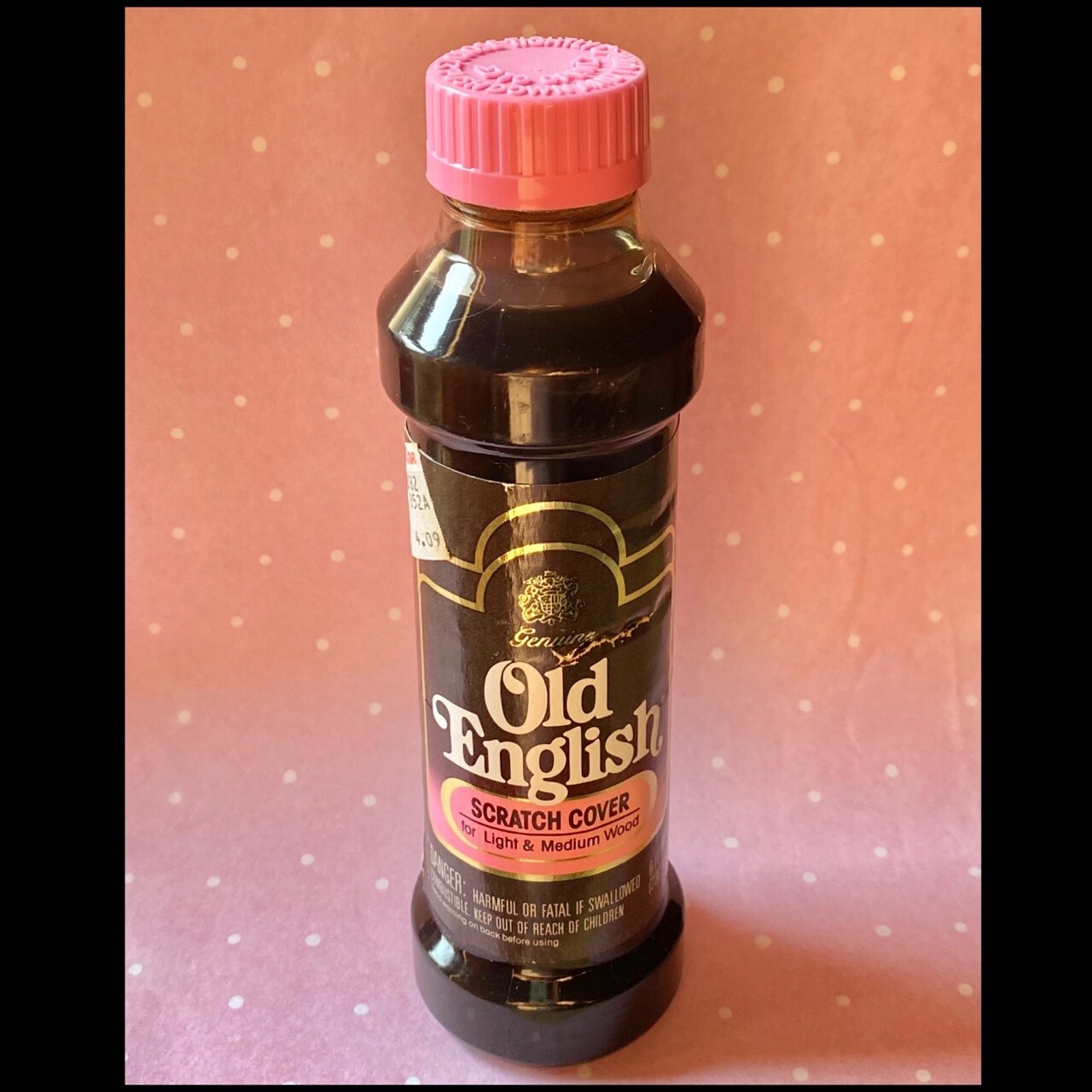 Vintage Old English Scratch Cover For Light To Medium Woods 8 oz Pink Lid HTF
