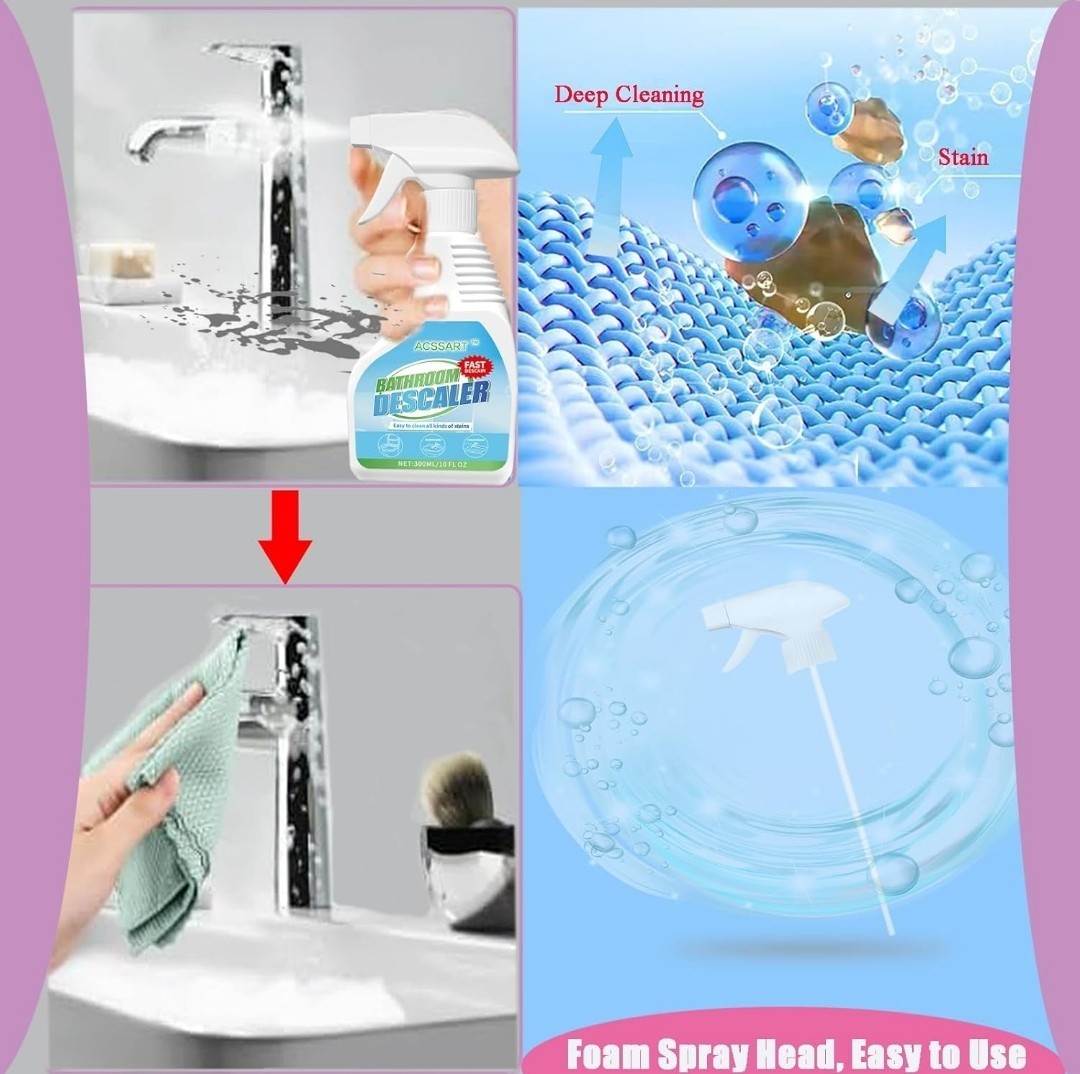 Foaming Bathroom Cleaner Spray – 300ml All Purpose Foam Spray for Glass, Tiles &