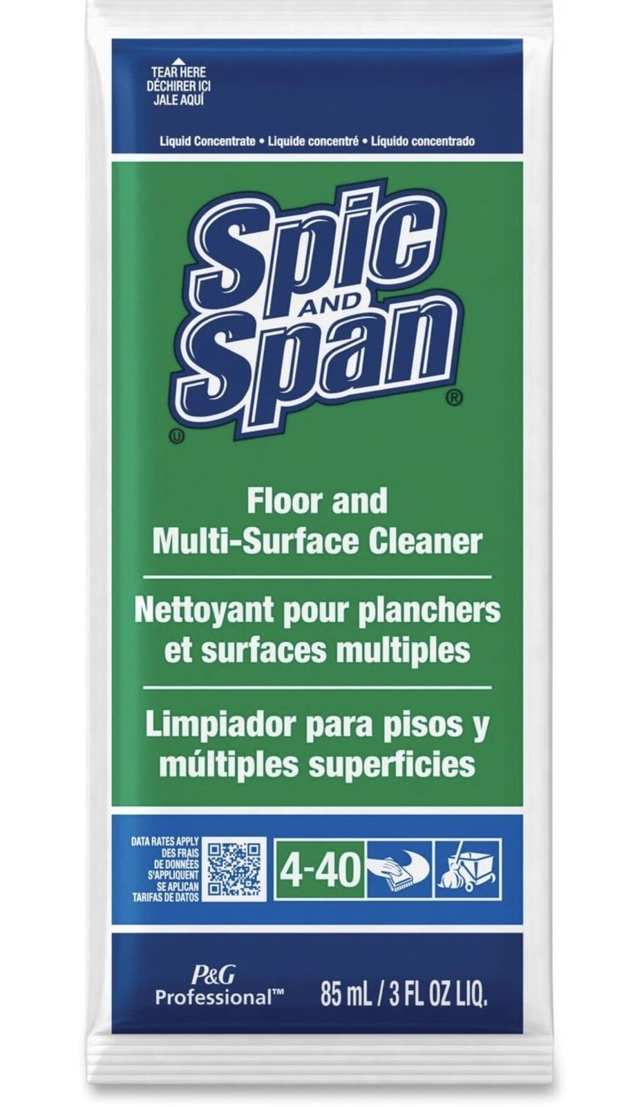 Spic and Span Floor & Multi-Surface Cleaner – 10 Packets 4-40 PGC02011 New