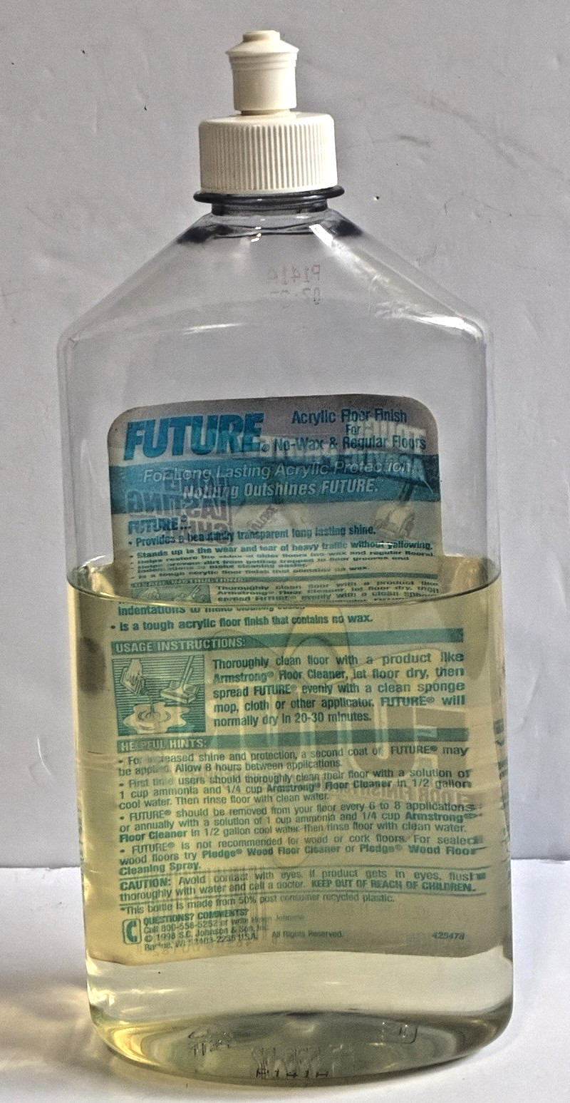 Vintage FUTURE Floor Finish Cleaner Shine 27 oz Bottle SC Johnson 1998 65% Full
