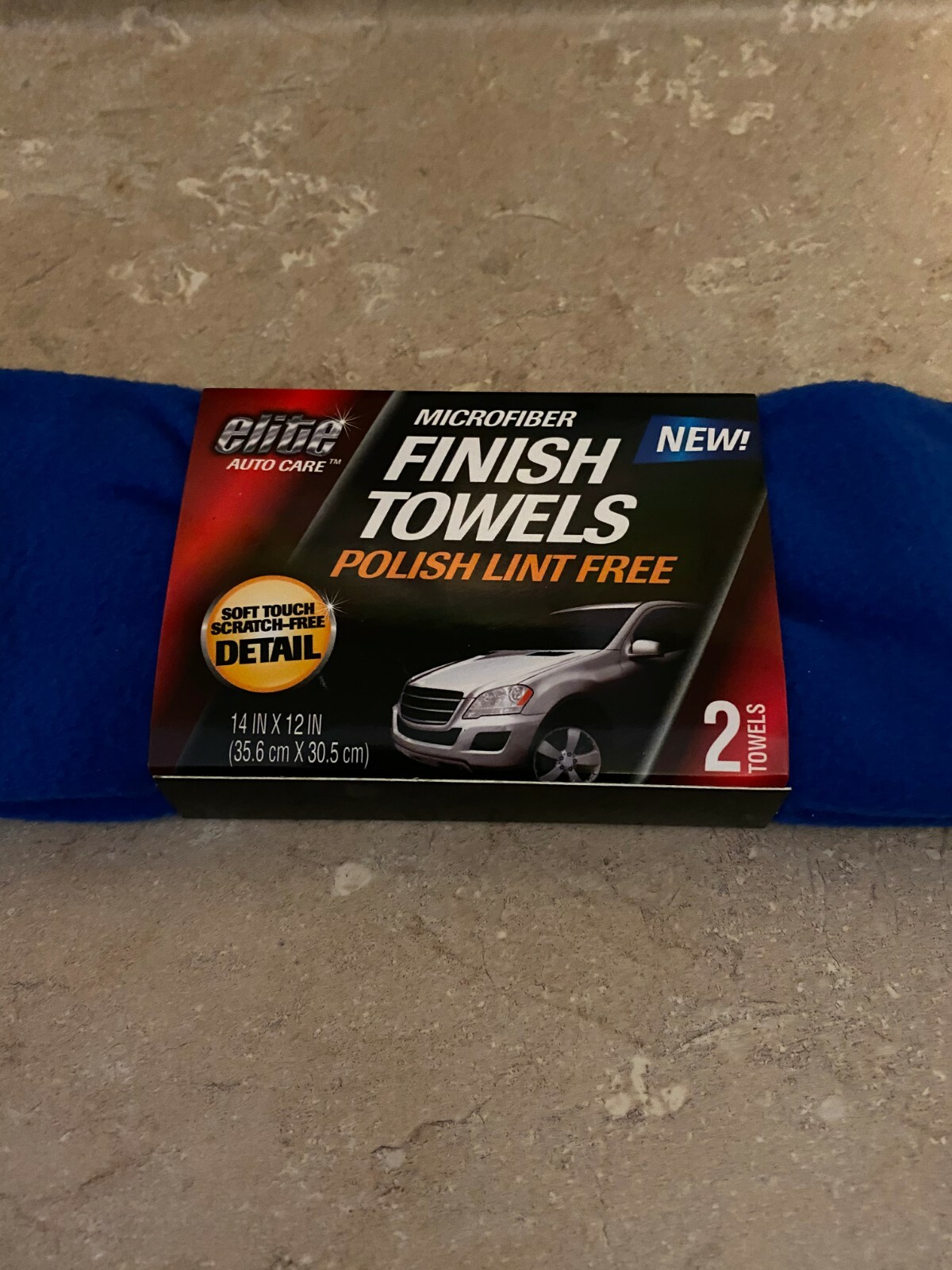 Soft Touch Streak-Free Finish Towel, 14 X 12 in, Blue, Microfiber