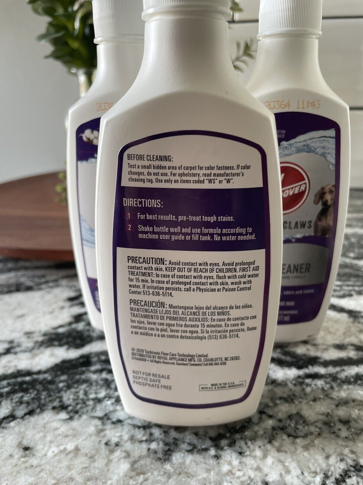 New Lot Of 3 Hoover Paws and Claws Spot Cleaner Carpet Cleaning Formula 6oz